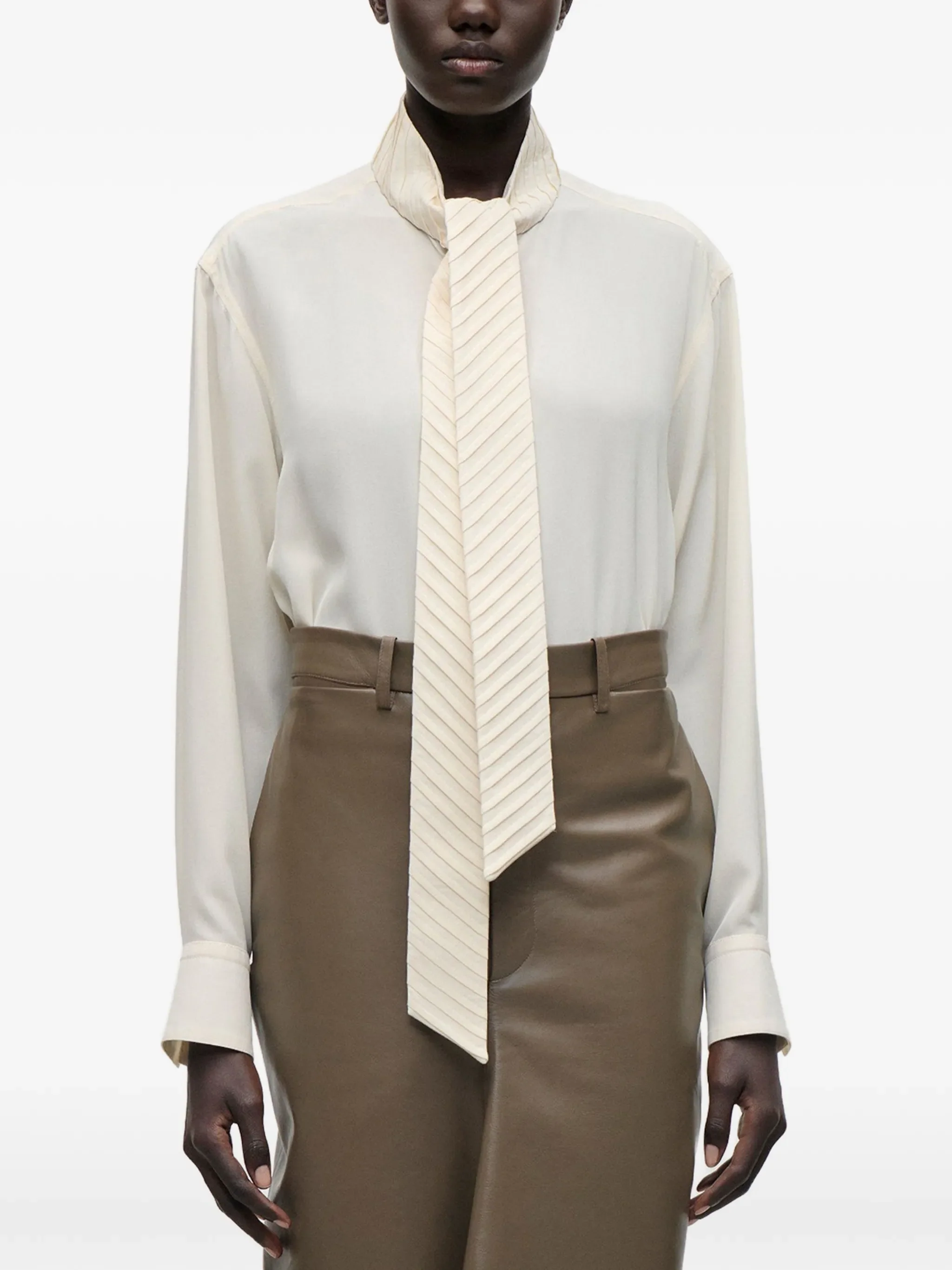 pleated scarf-detail blouse