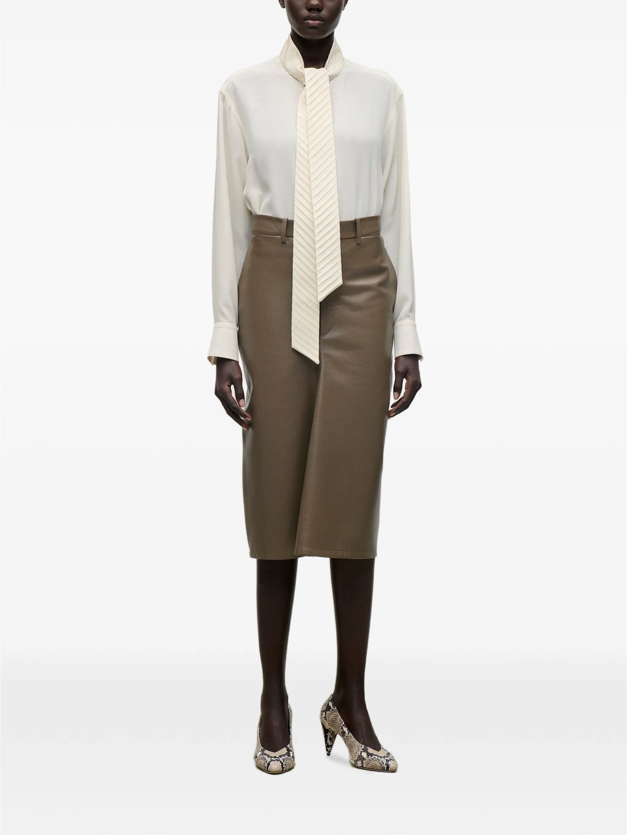 pleated scarf-detail blouse