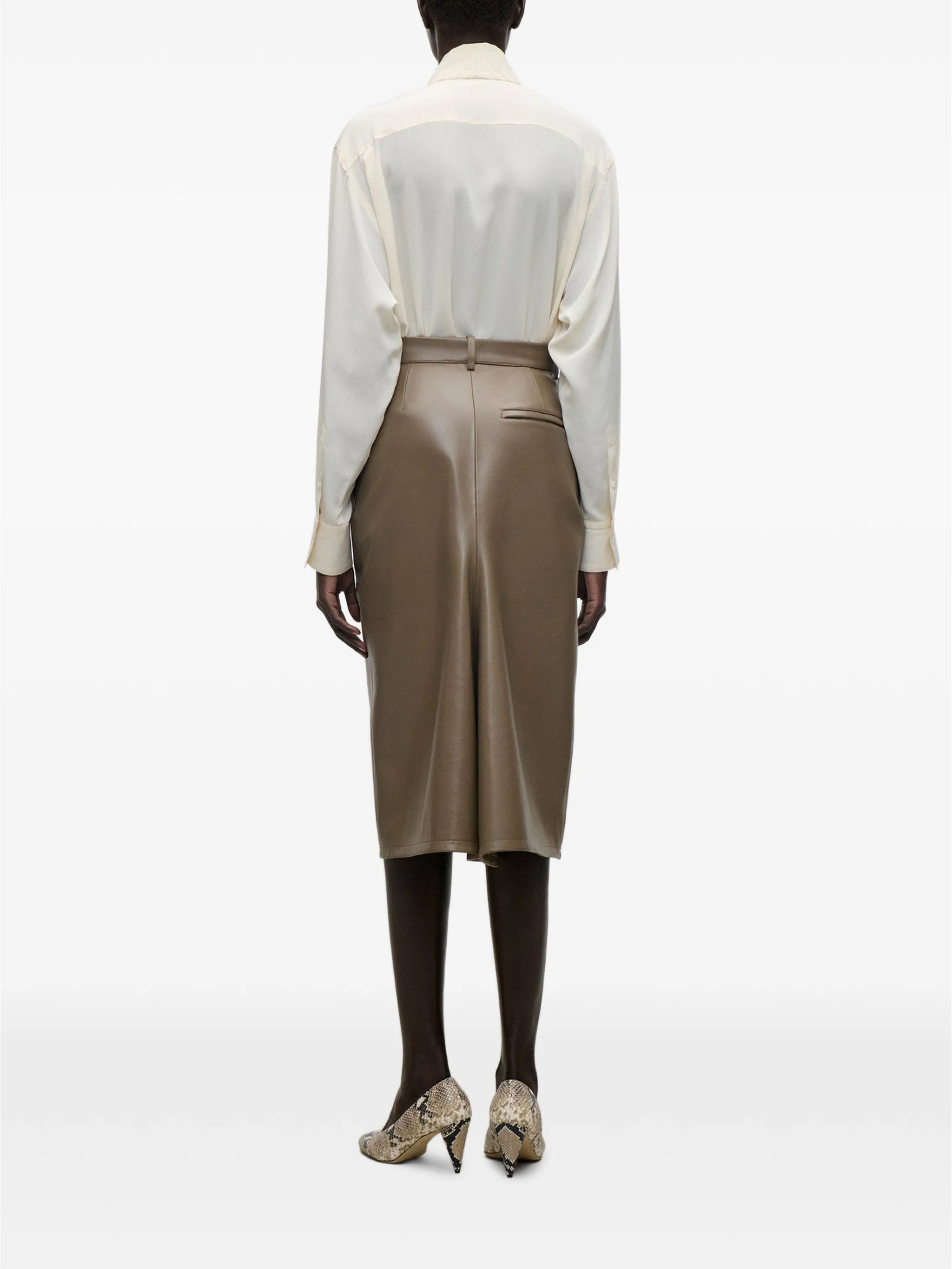pleated scarf-detail blouse
