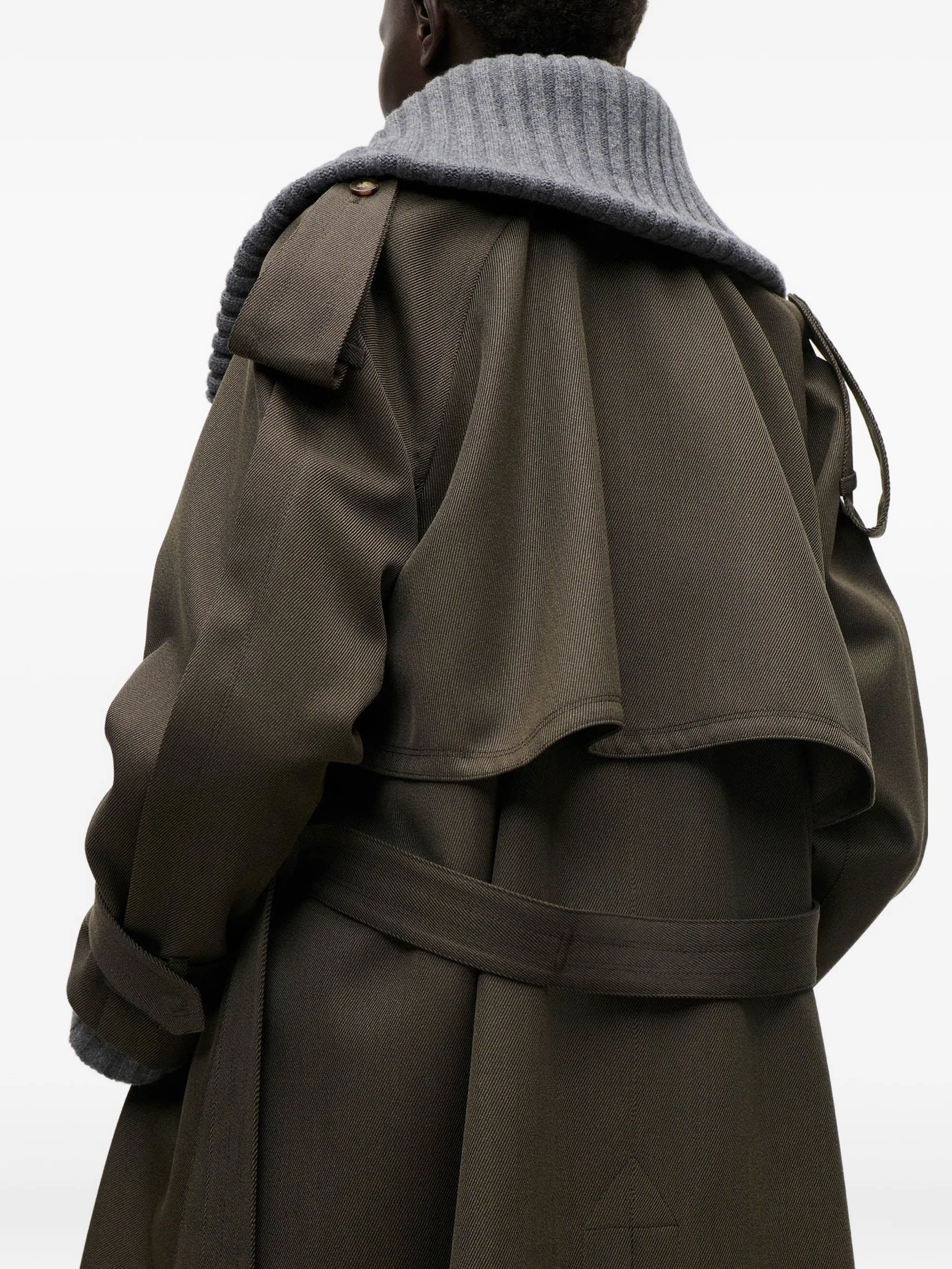 double-breasted belted trench coat