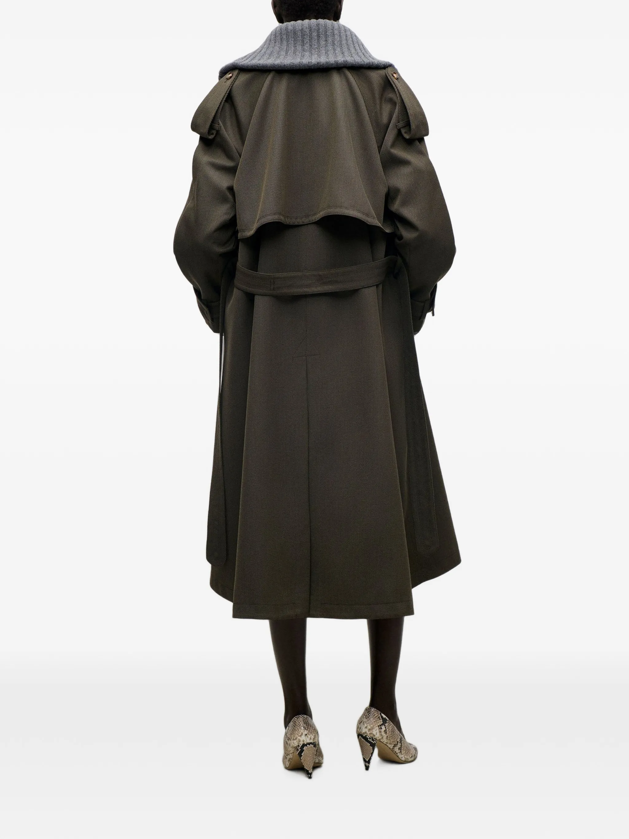double-breasted belted trench coat