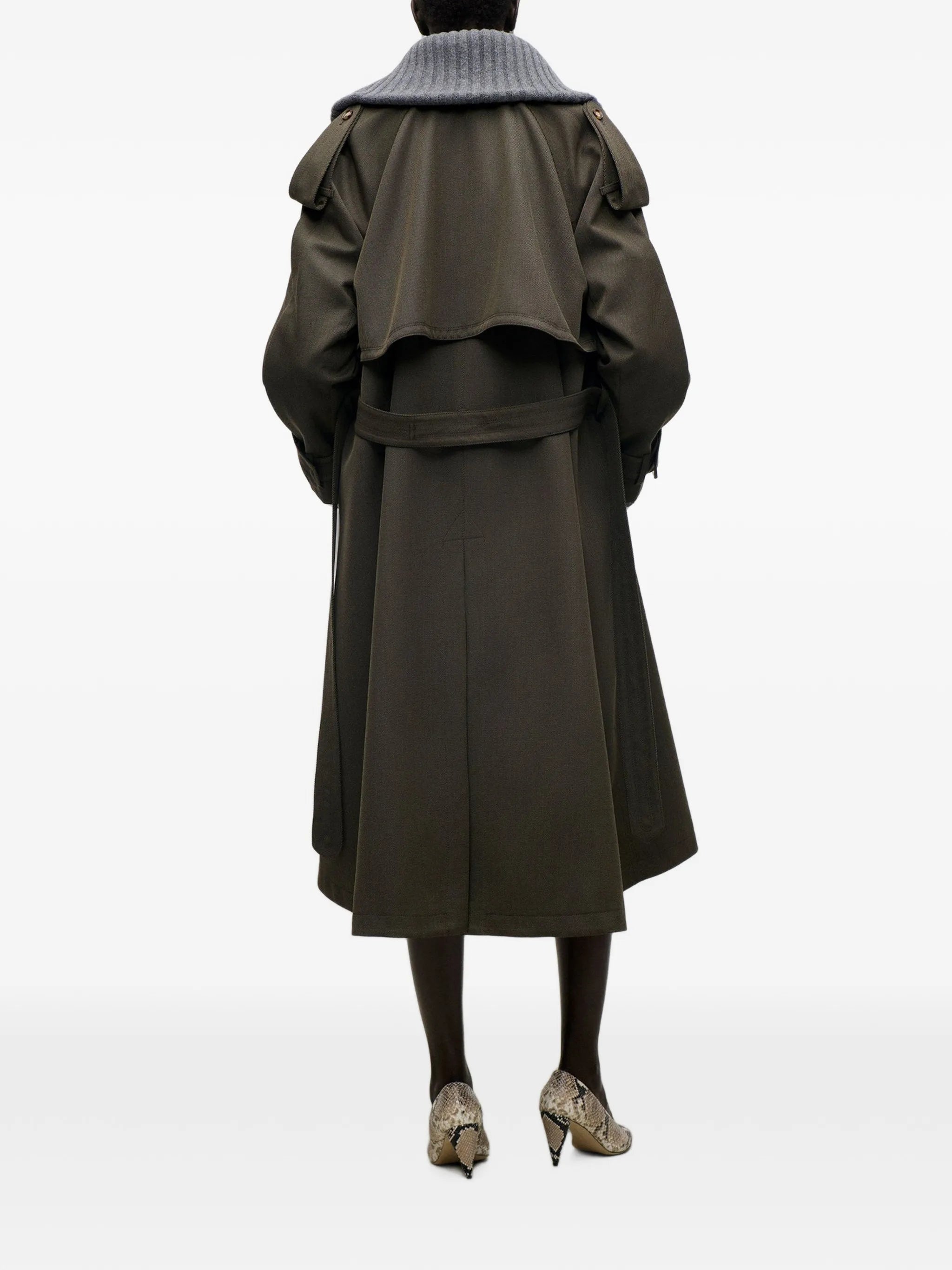 double-breasted belted trench coat