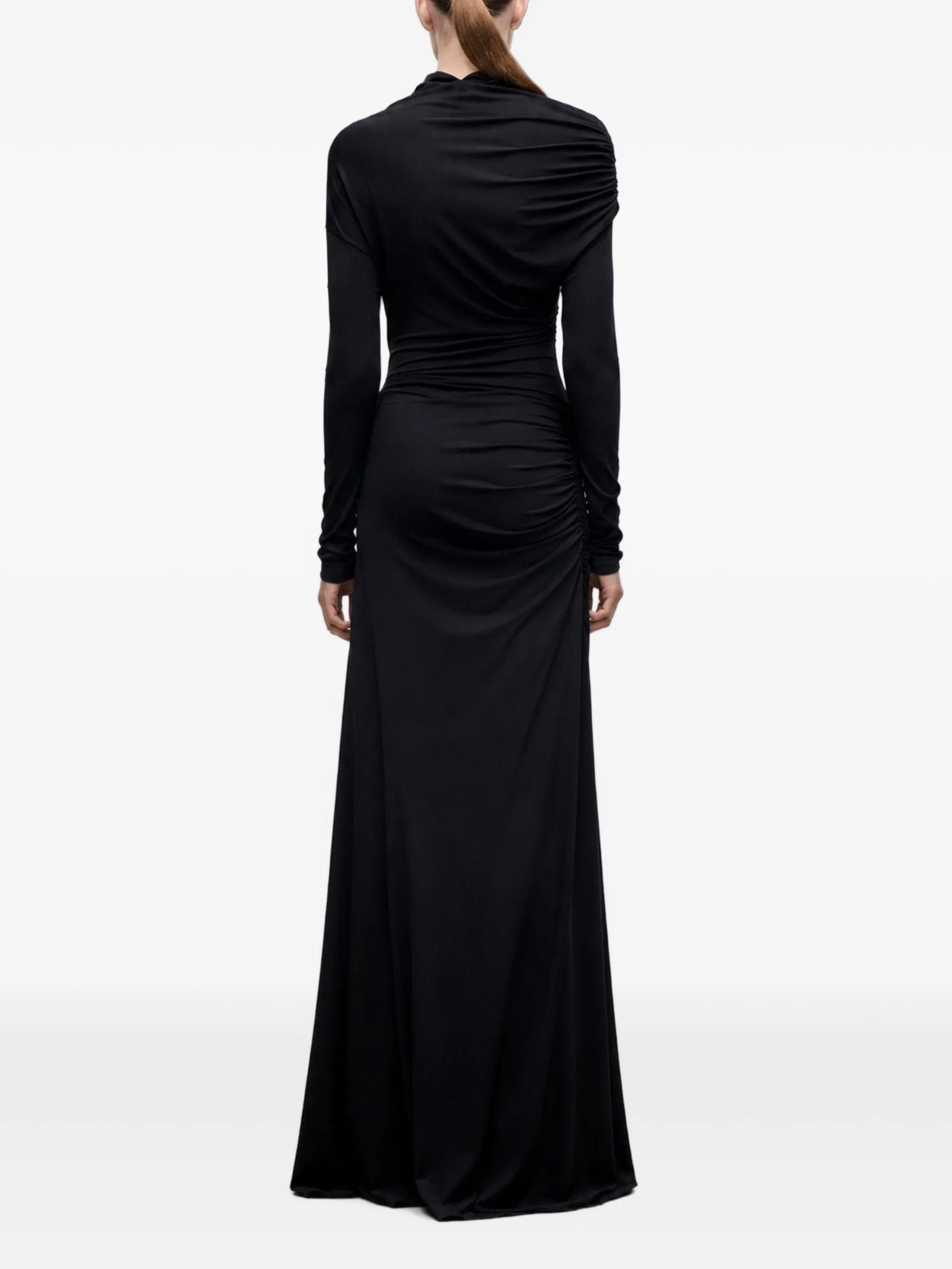 ruched long-sleeve maxi dress