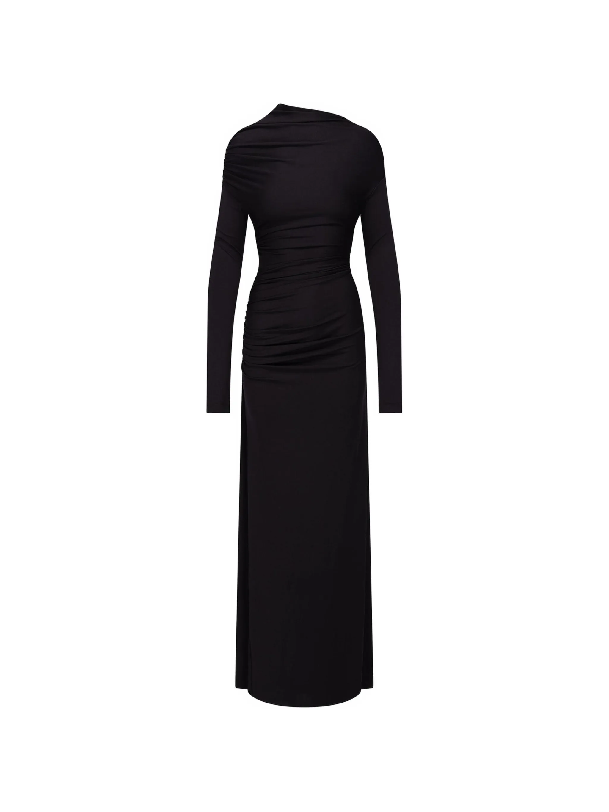 ruched long-sleeve maxi dress