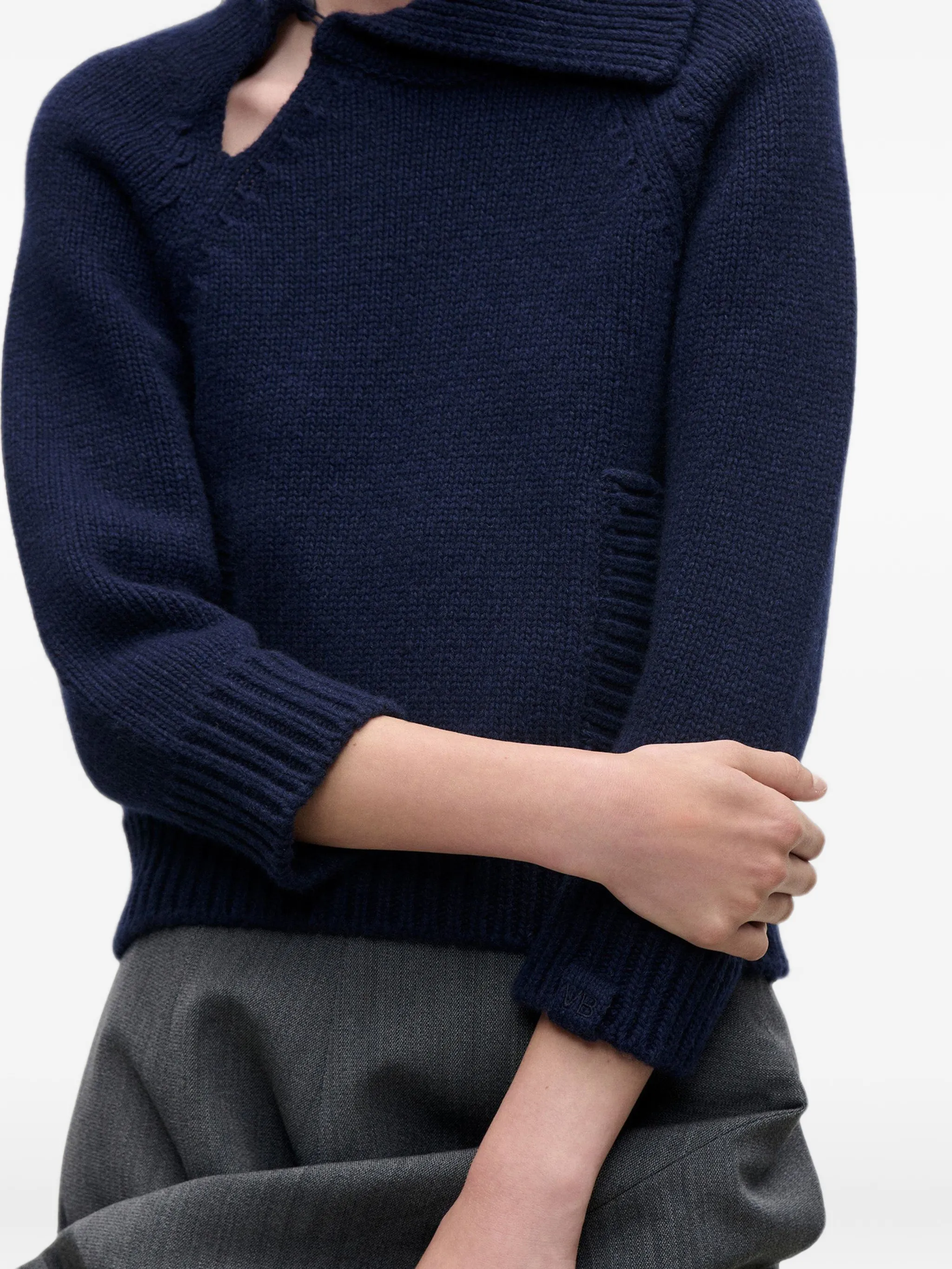 asymmetric collar sweater