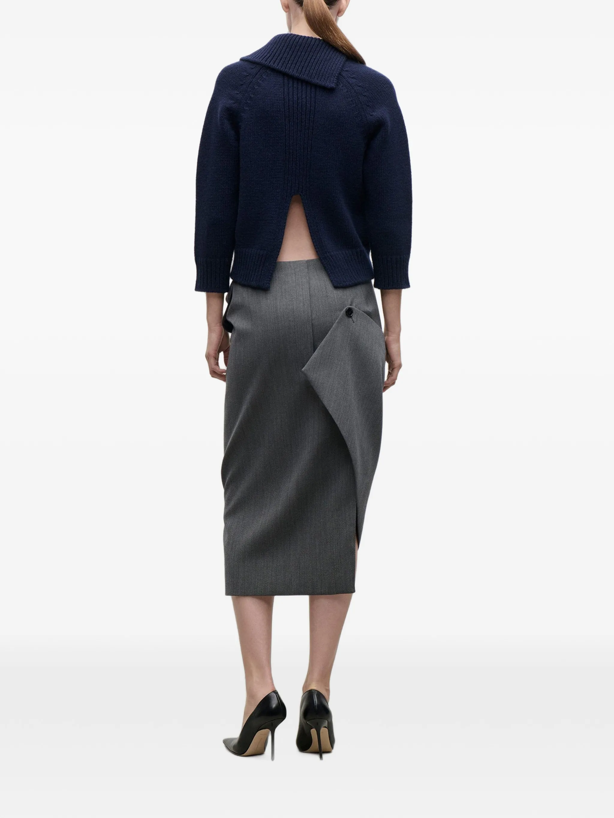 asymmetric collar sweater
