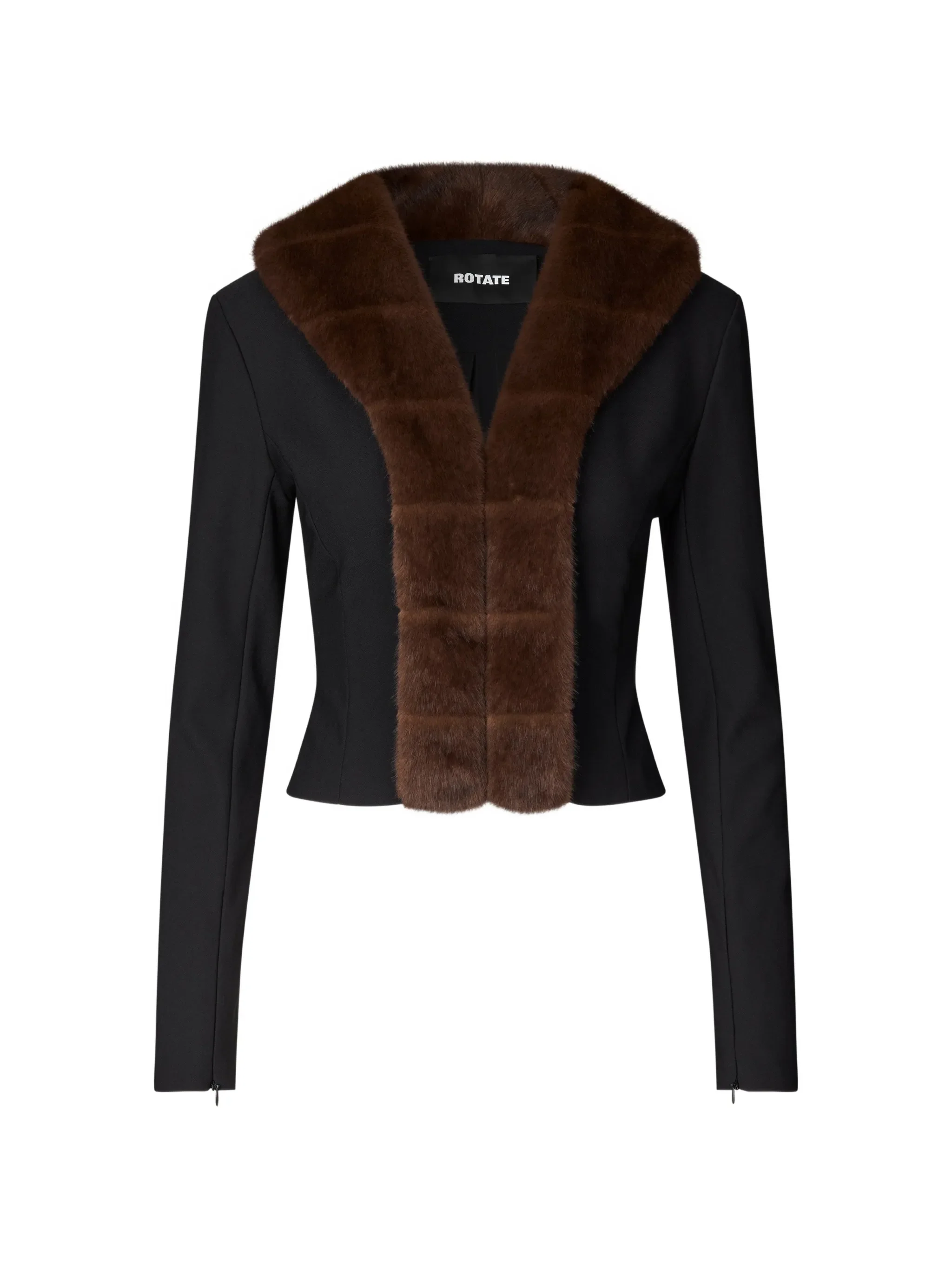 faux-fur-collar cardigan black