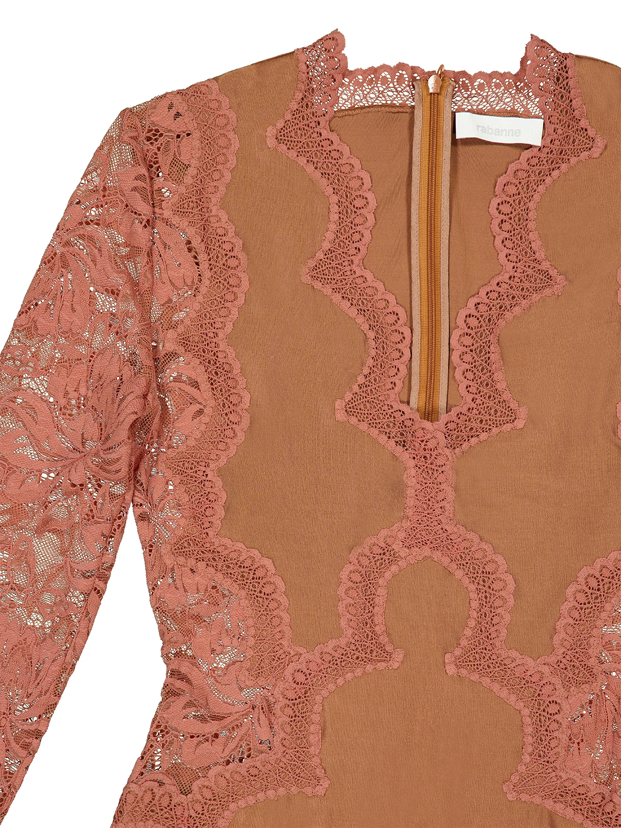 lace-panelled V-neck maxi dress