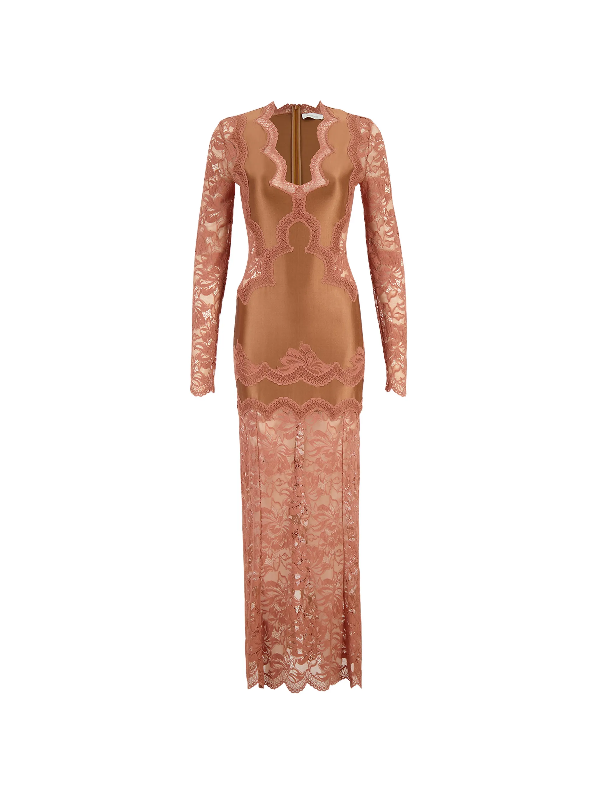lace-panelled V-neck maxi dress