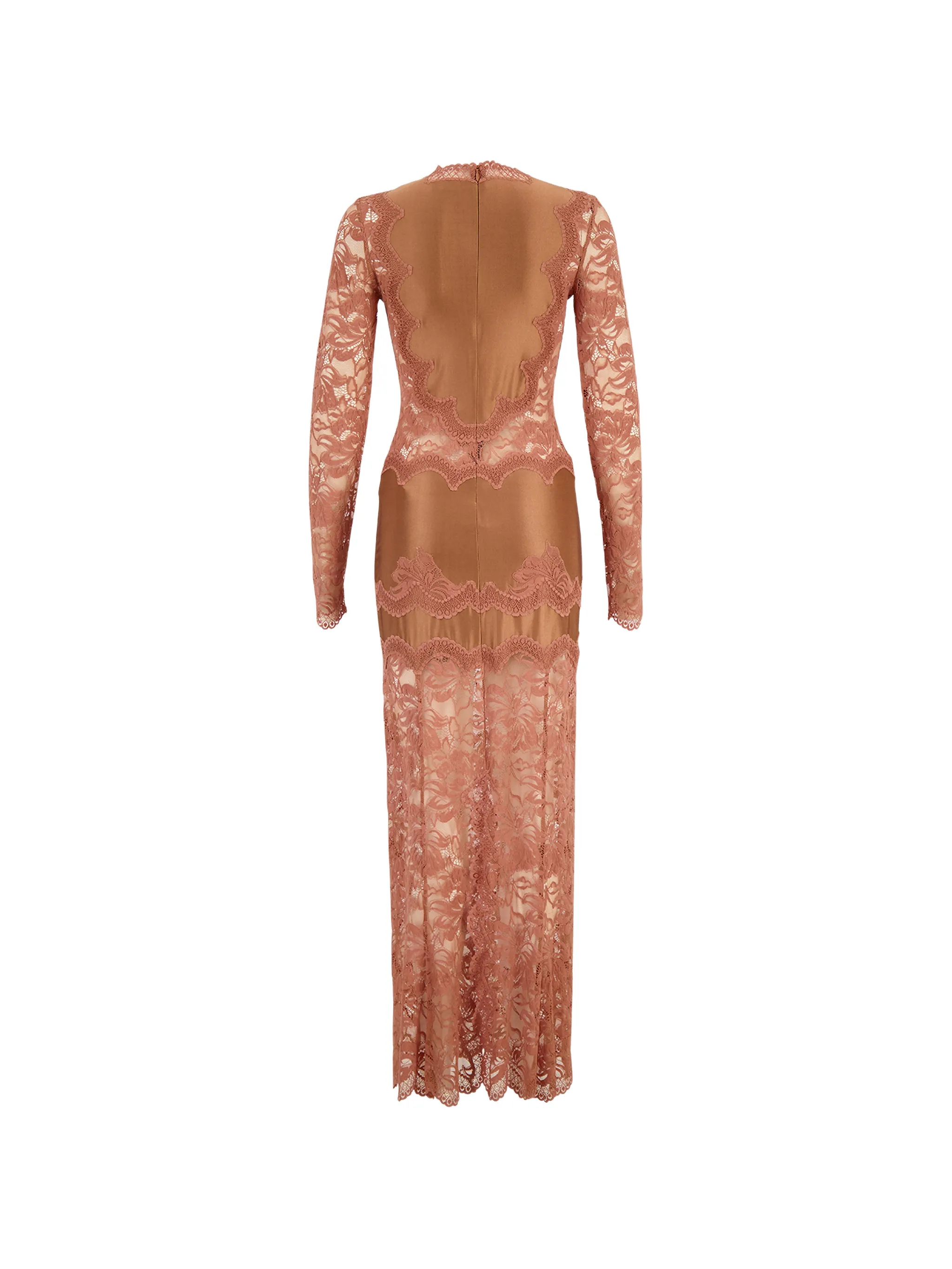 lace-panelled V-neck maxi dress