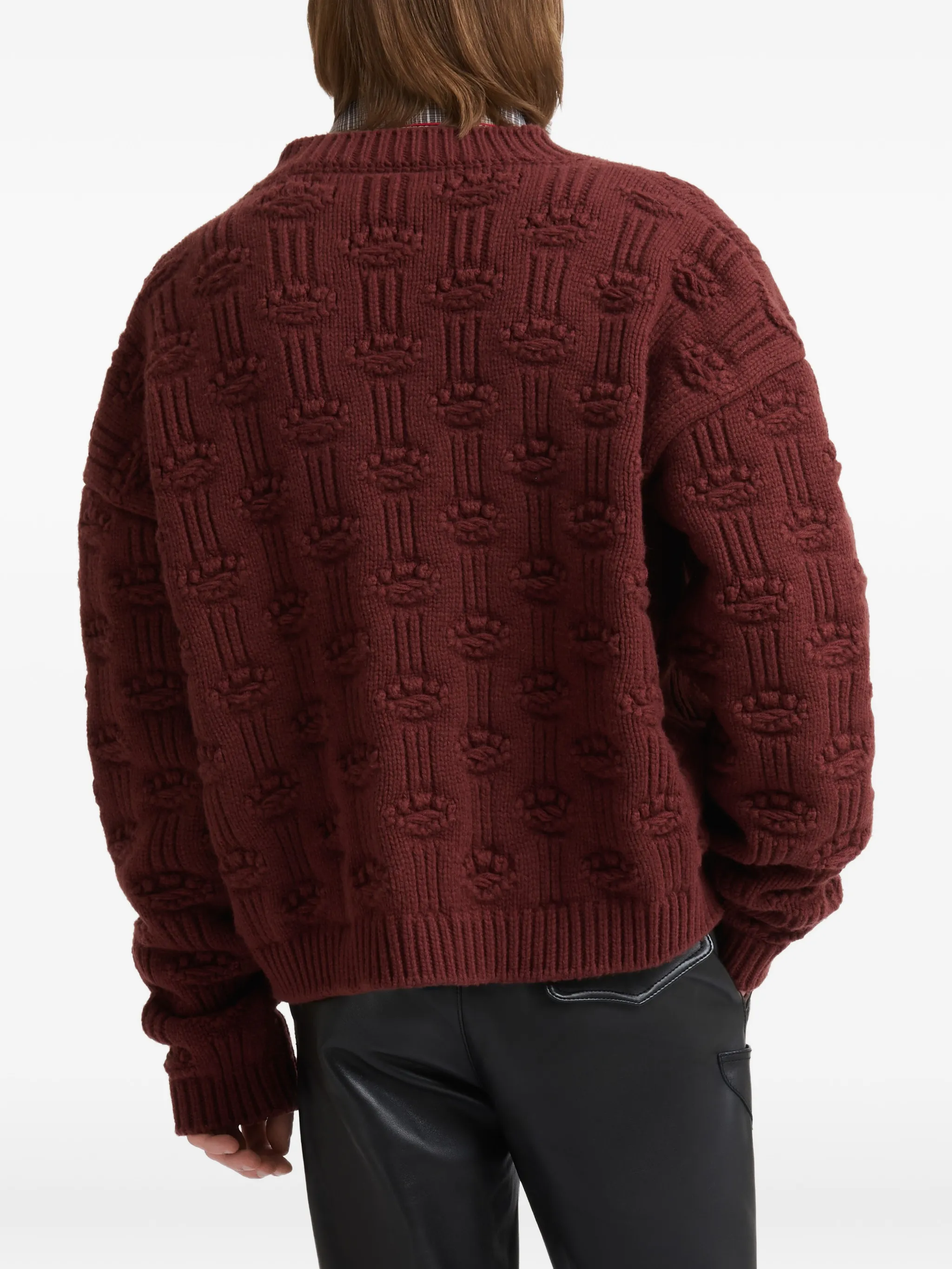 brown fisherman wool-cashmere cardigan