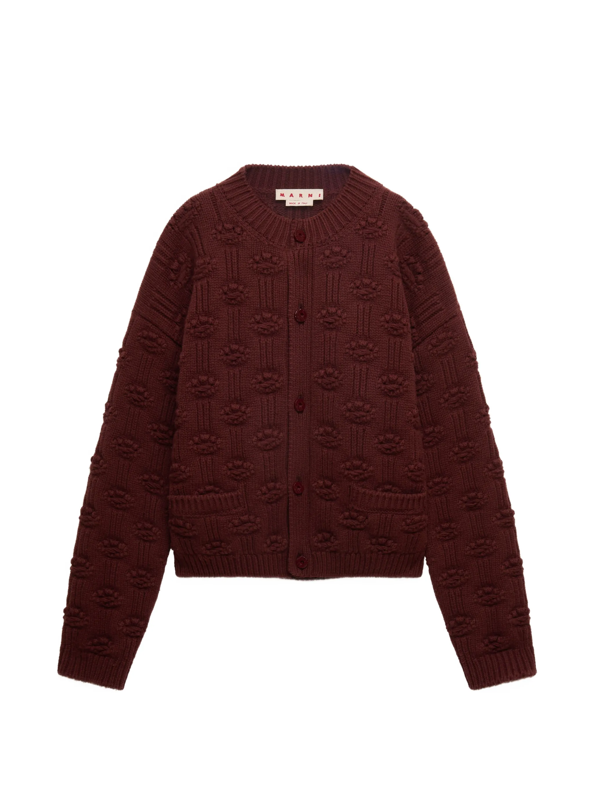 brown fisherman wool-cashmere cardigan