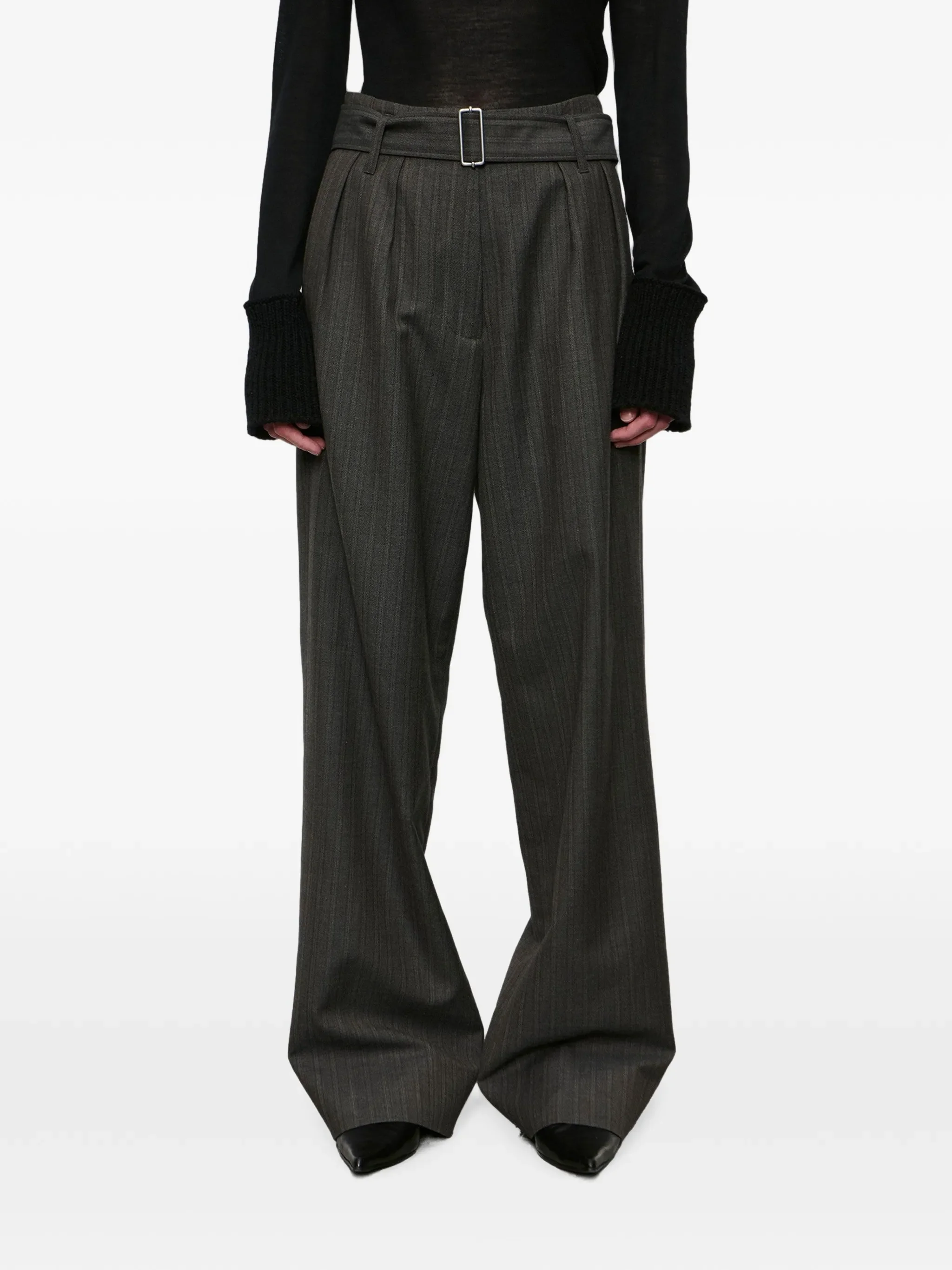 Soar pinstriped-wool trousers