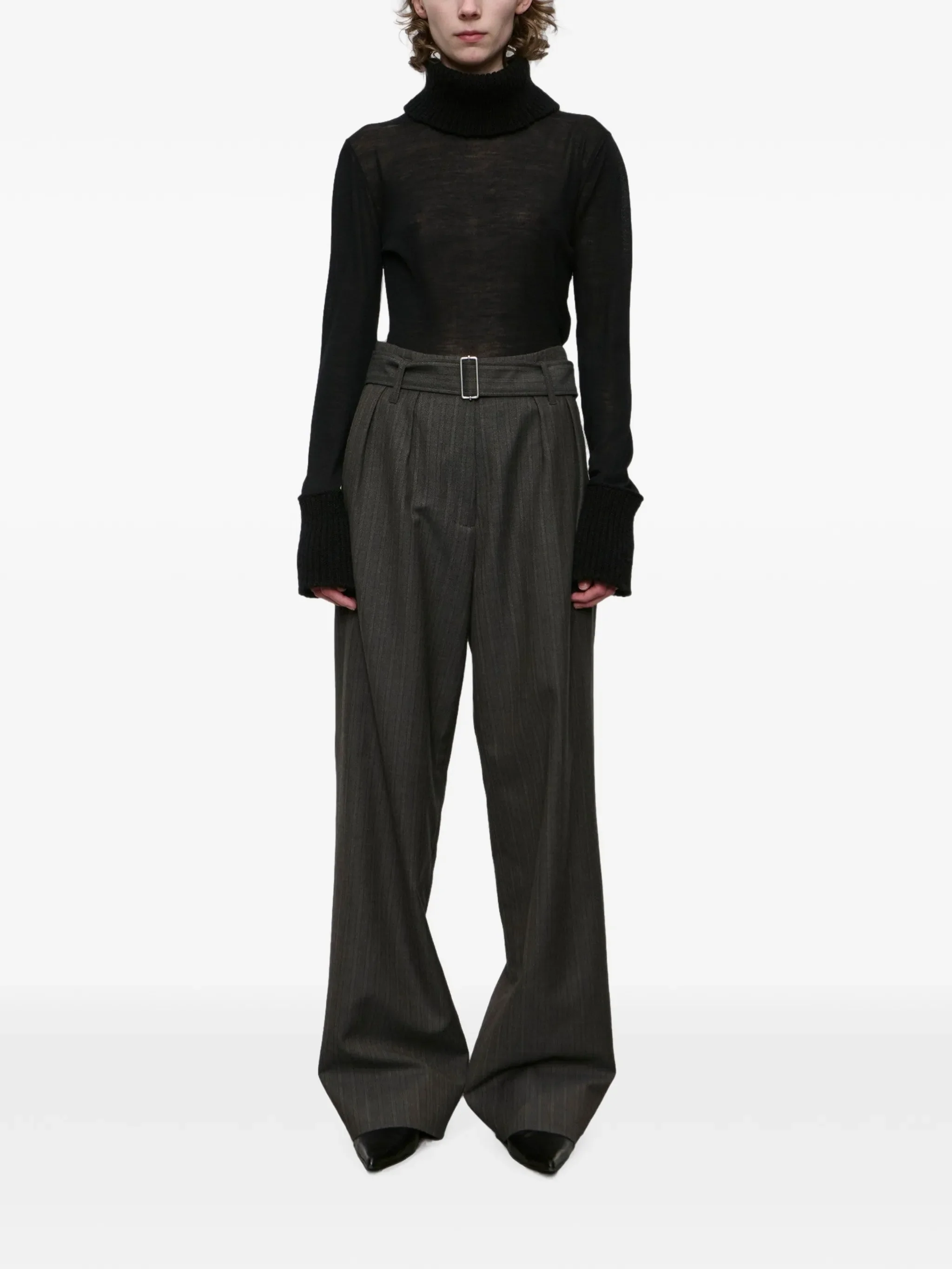 Soar pinstriped-wool trousers