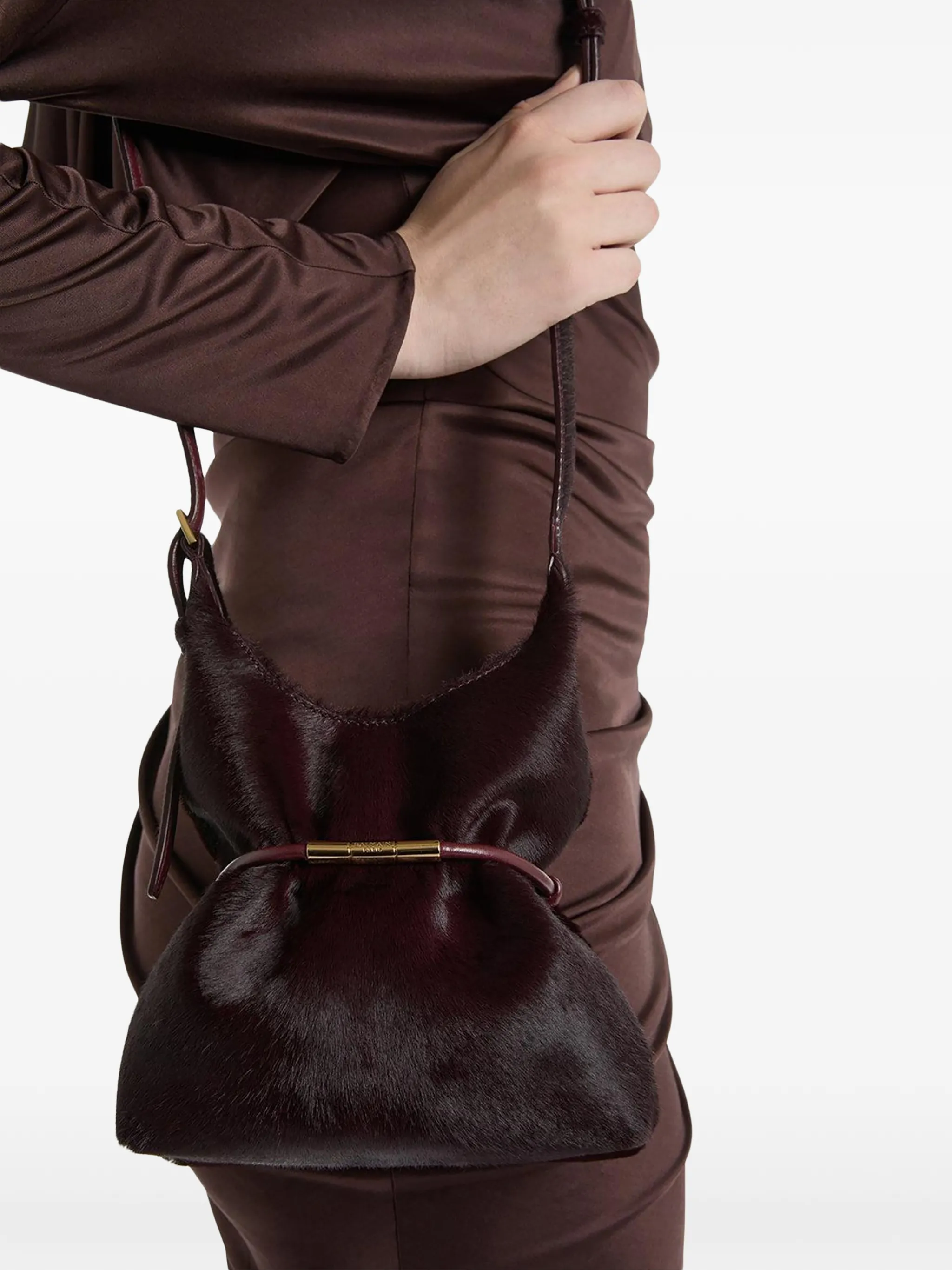 mini Sphynx hair-on leather shoulder bag