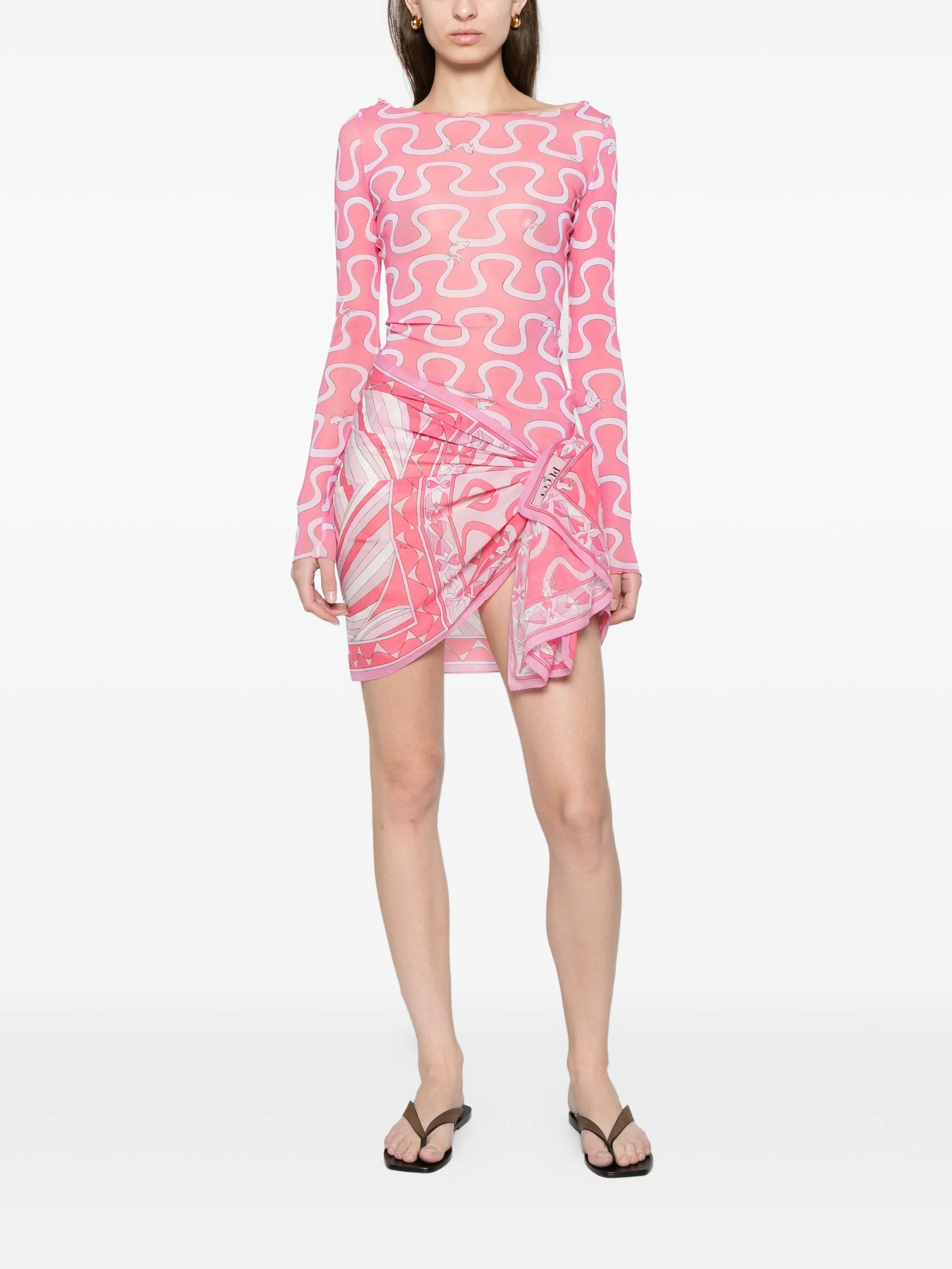 abstract-print cotton skirt