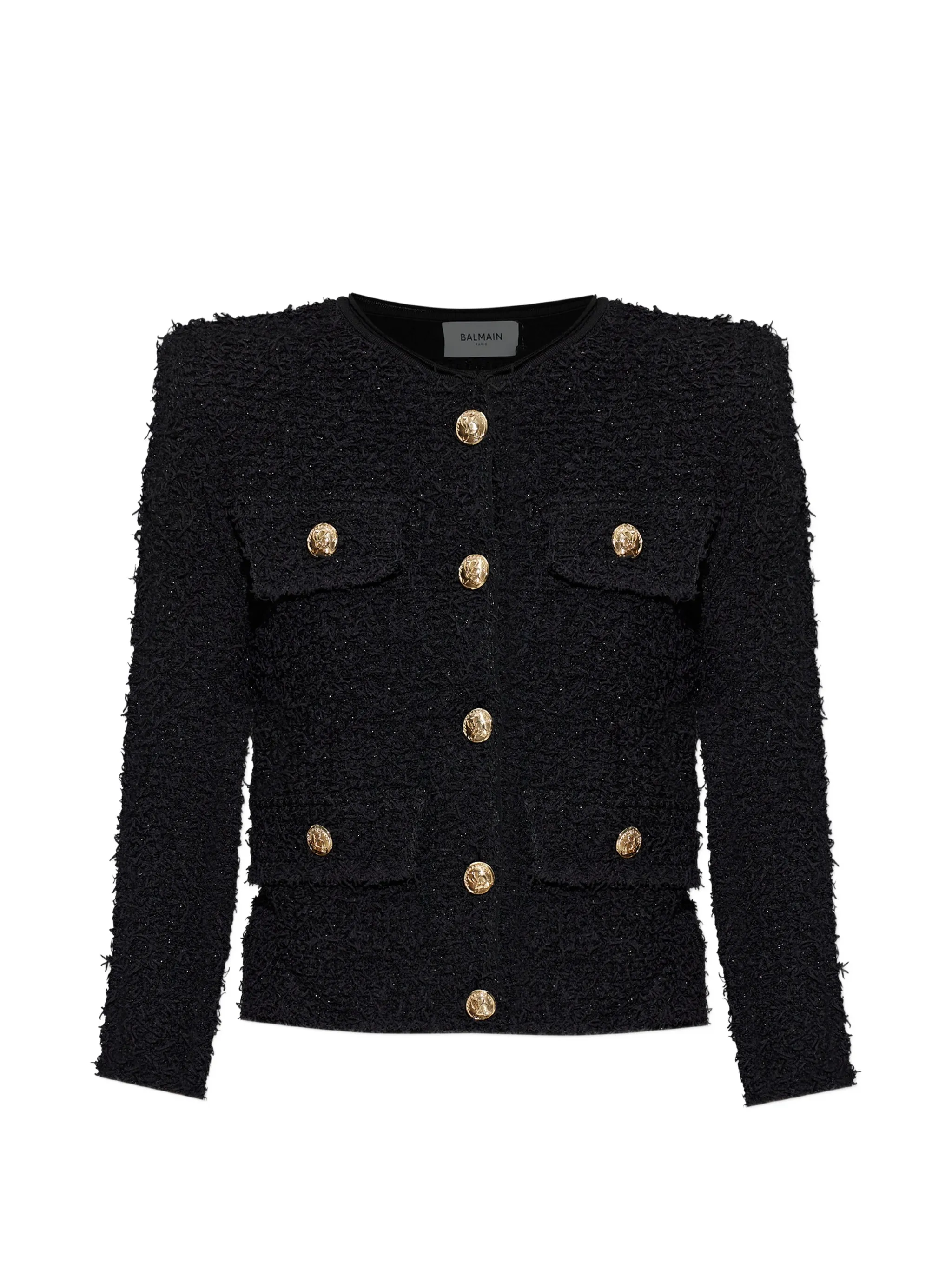 tweed shoulder-pads jacket