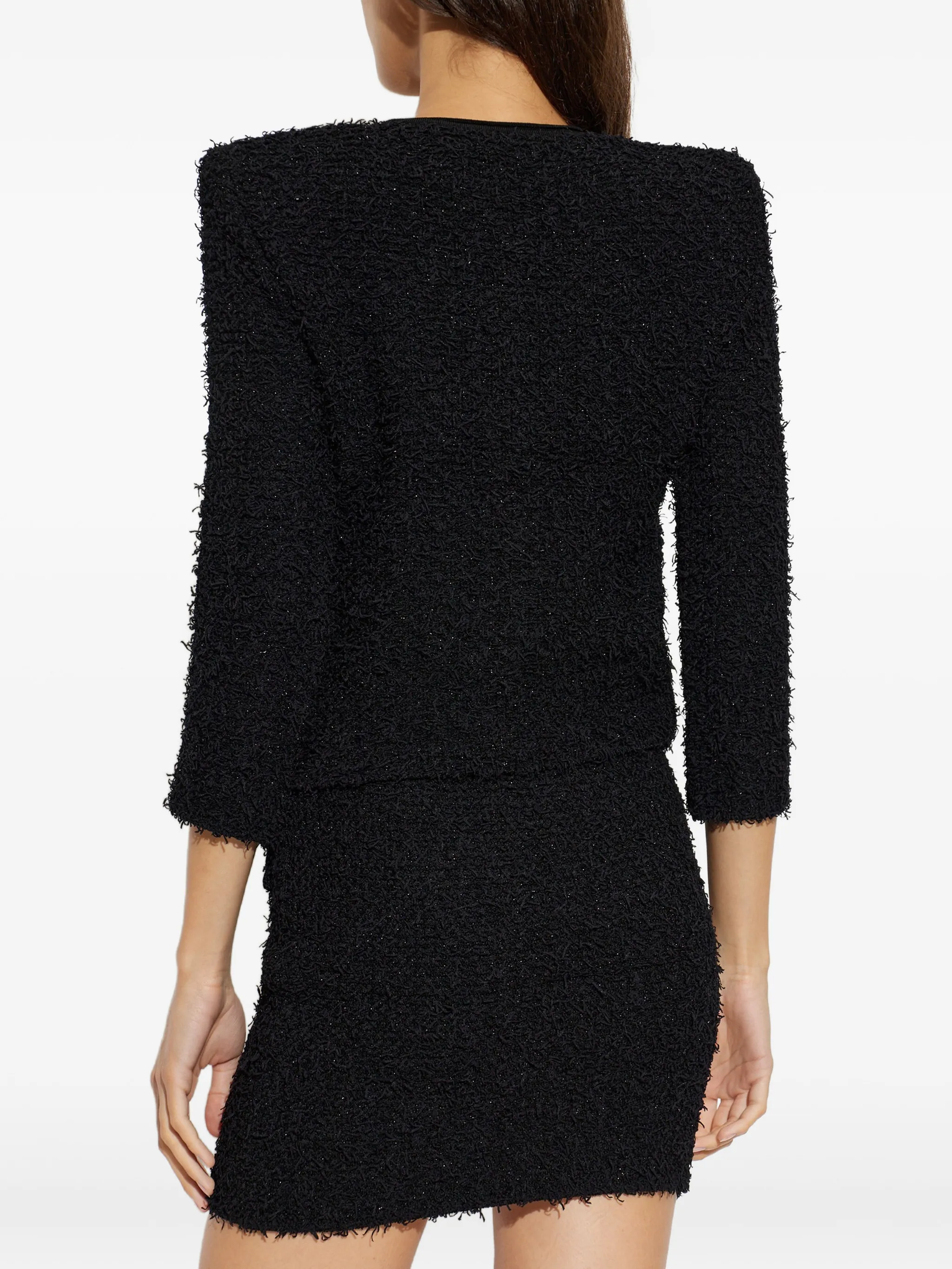 tweed shoulder-pads jacket