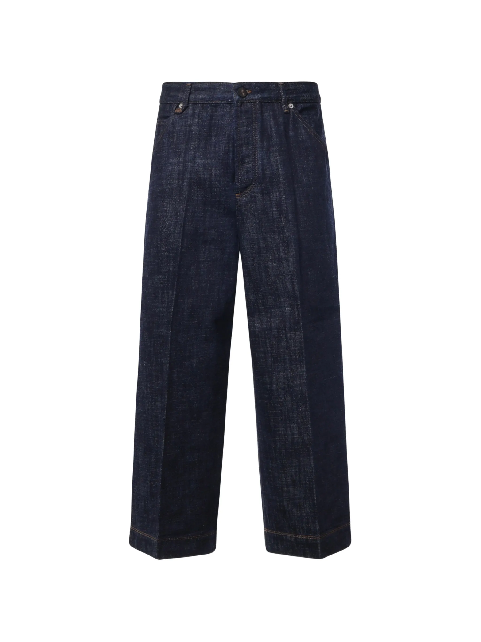 wide-leg pleated jeans
