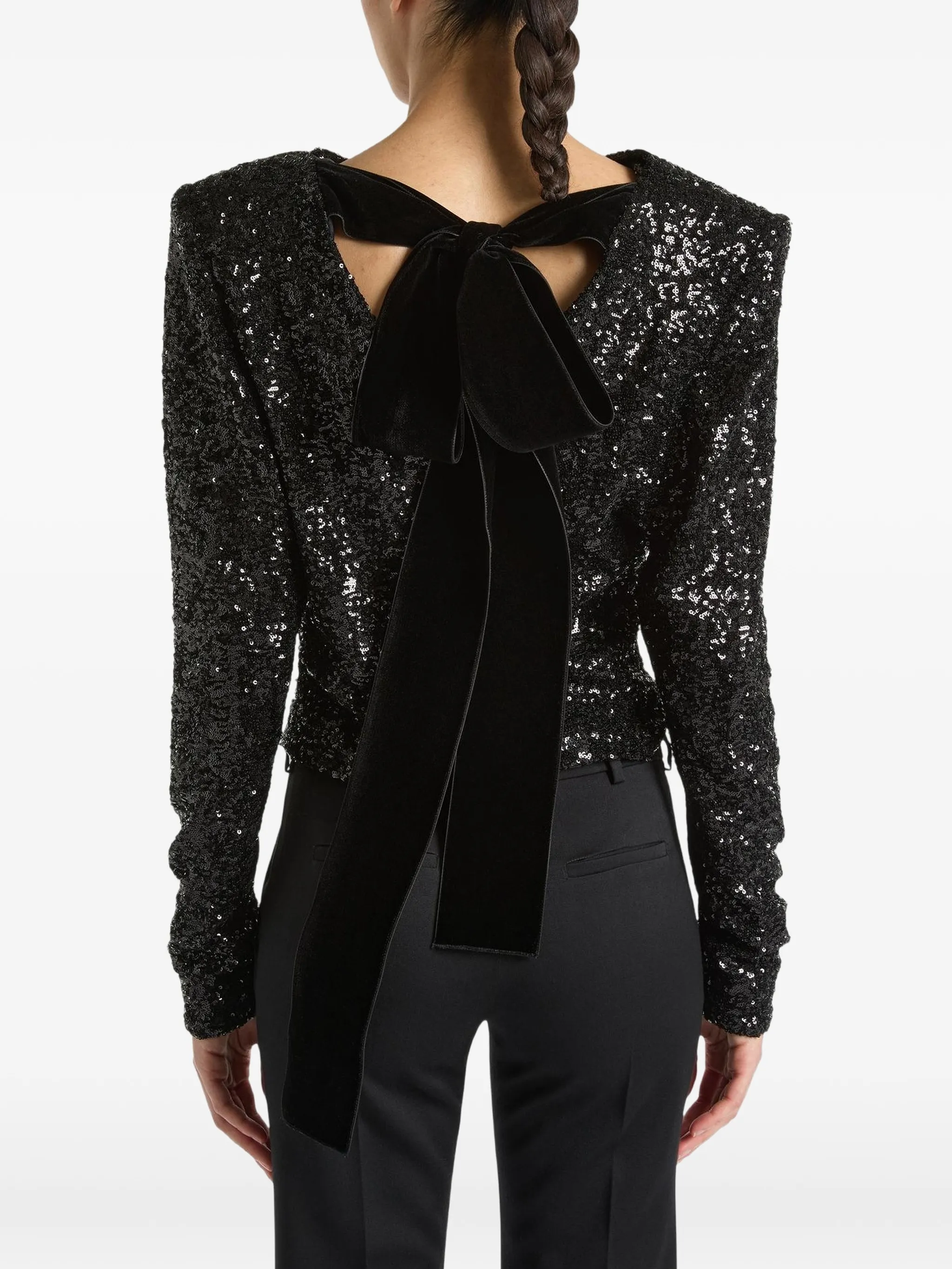 sequinned top with bow