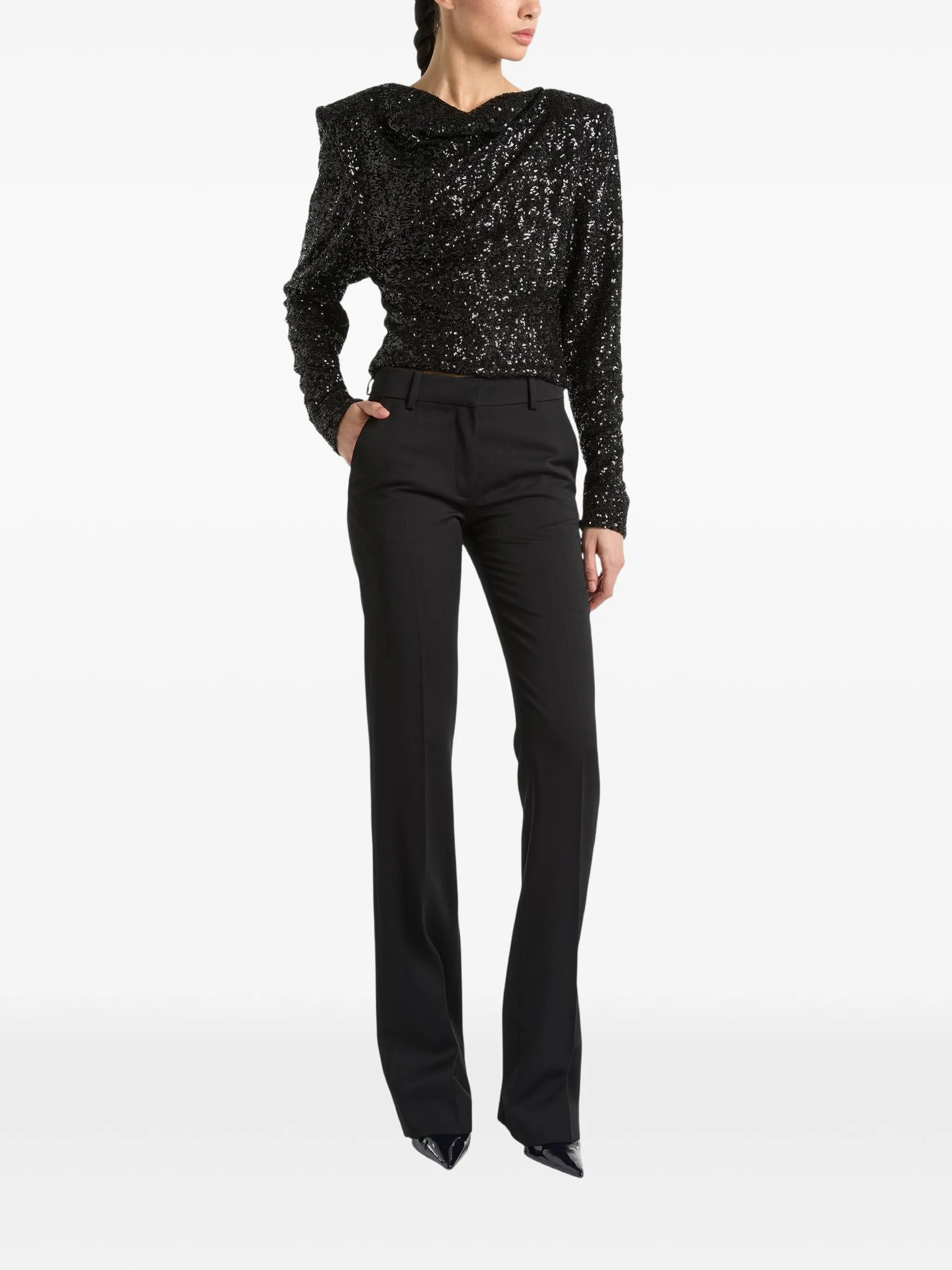 sequinned top with bow