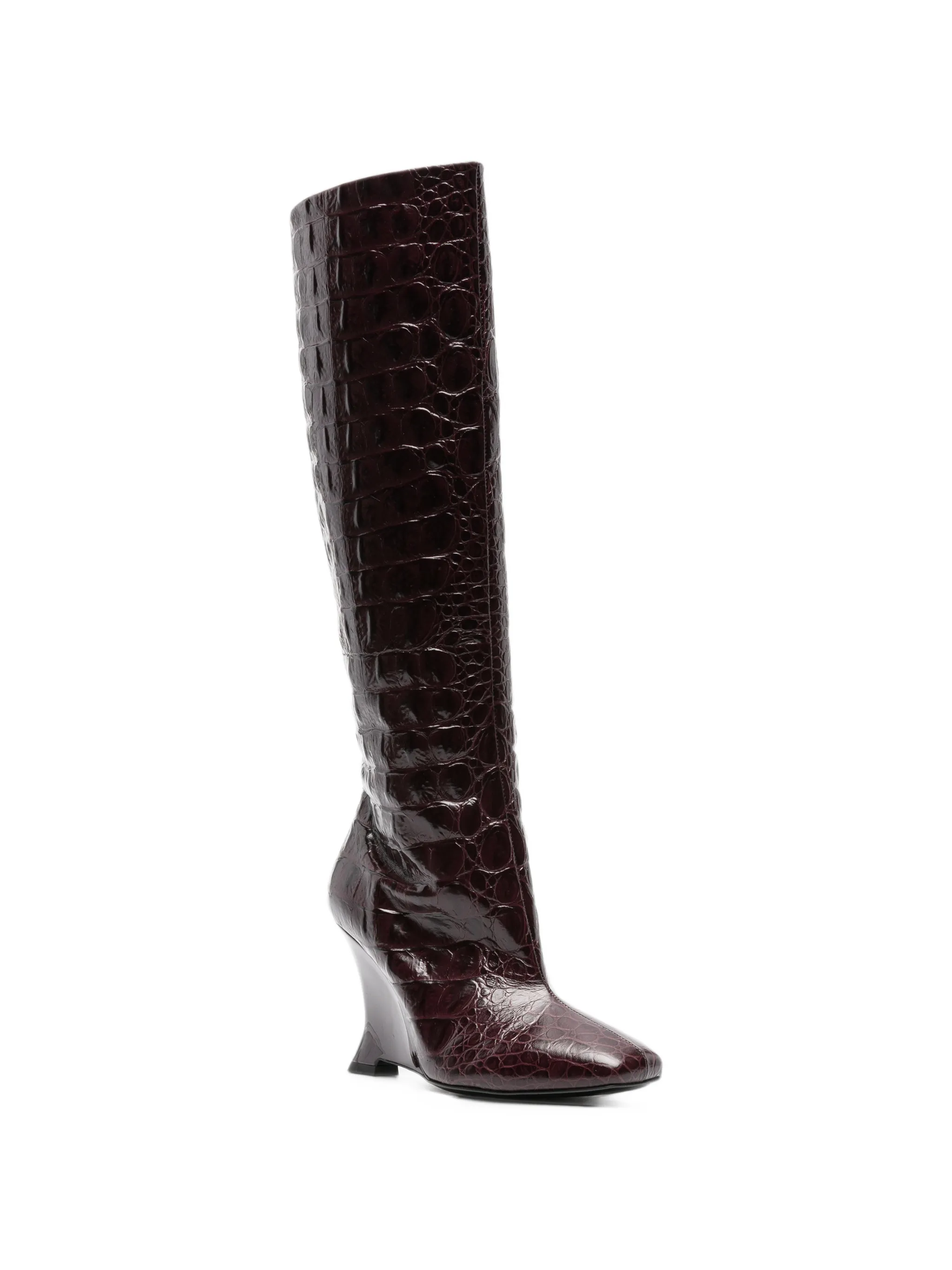 wedge embossed croco boots