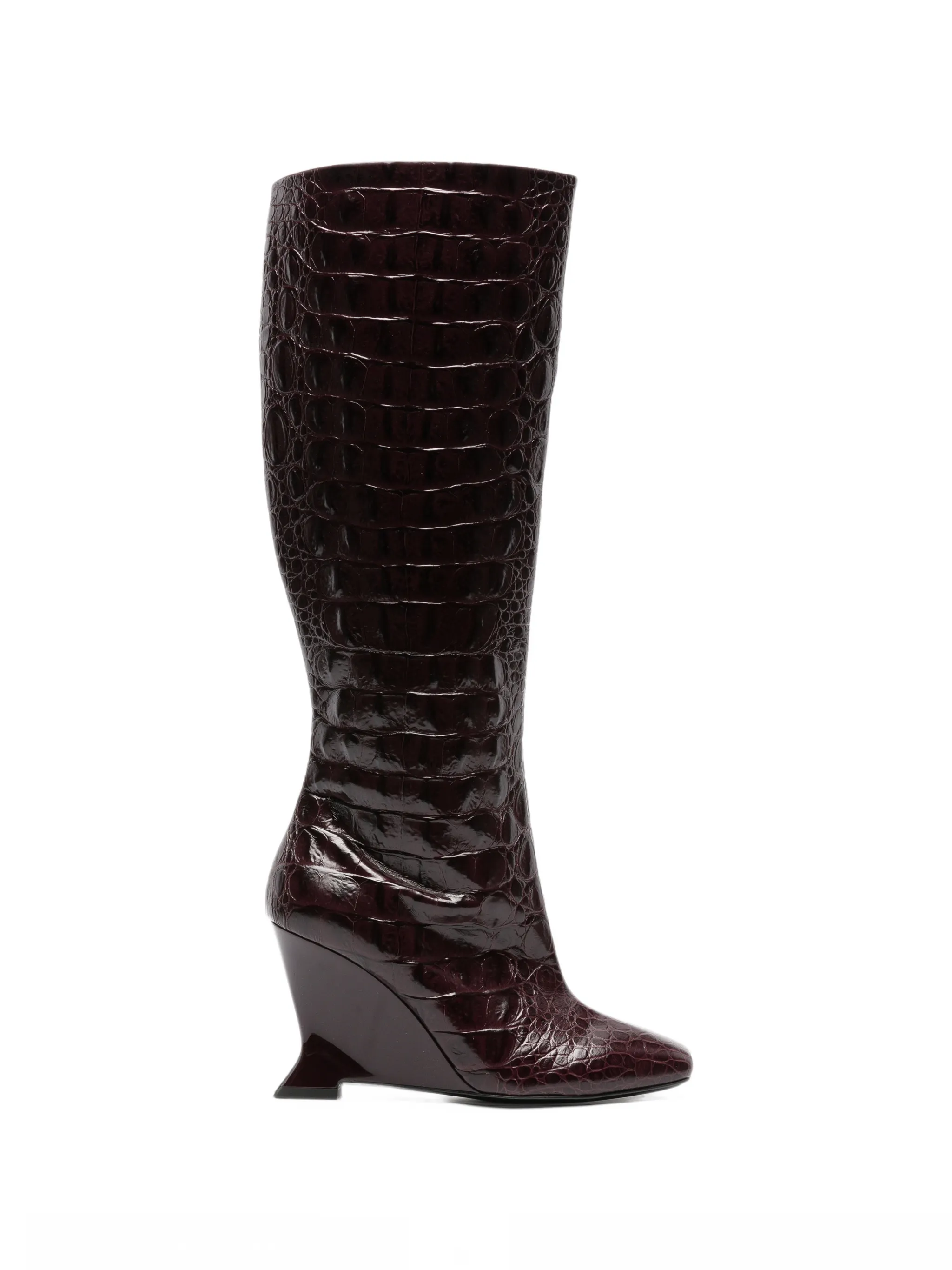 wedge embossed croco boots