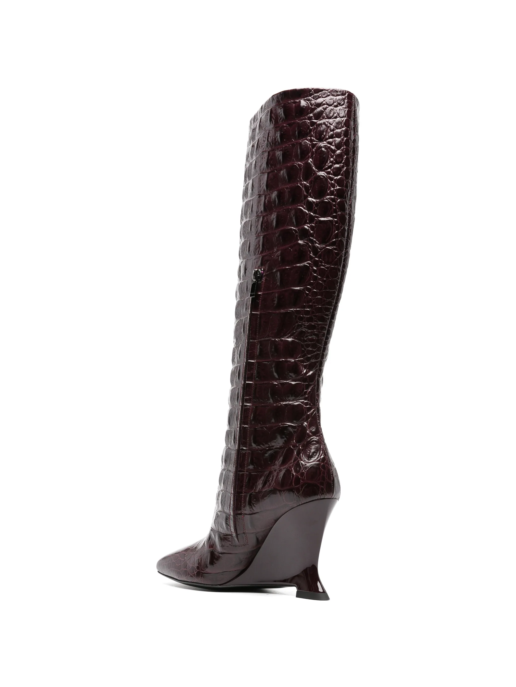 wedge embossed croco boots
