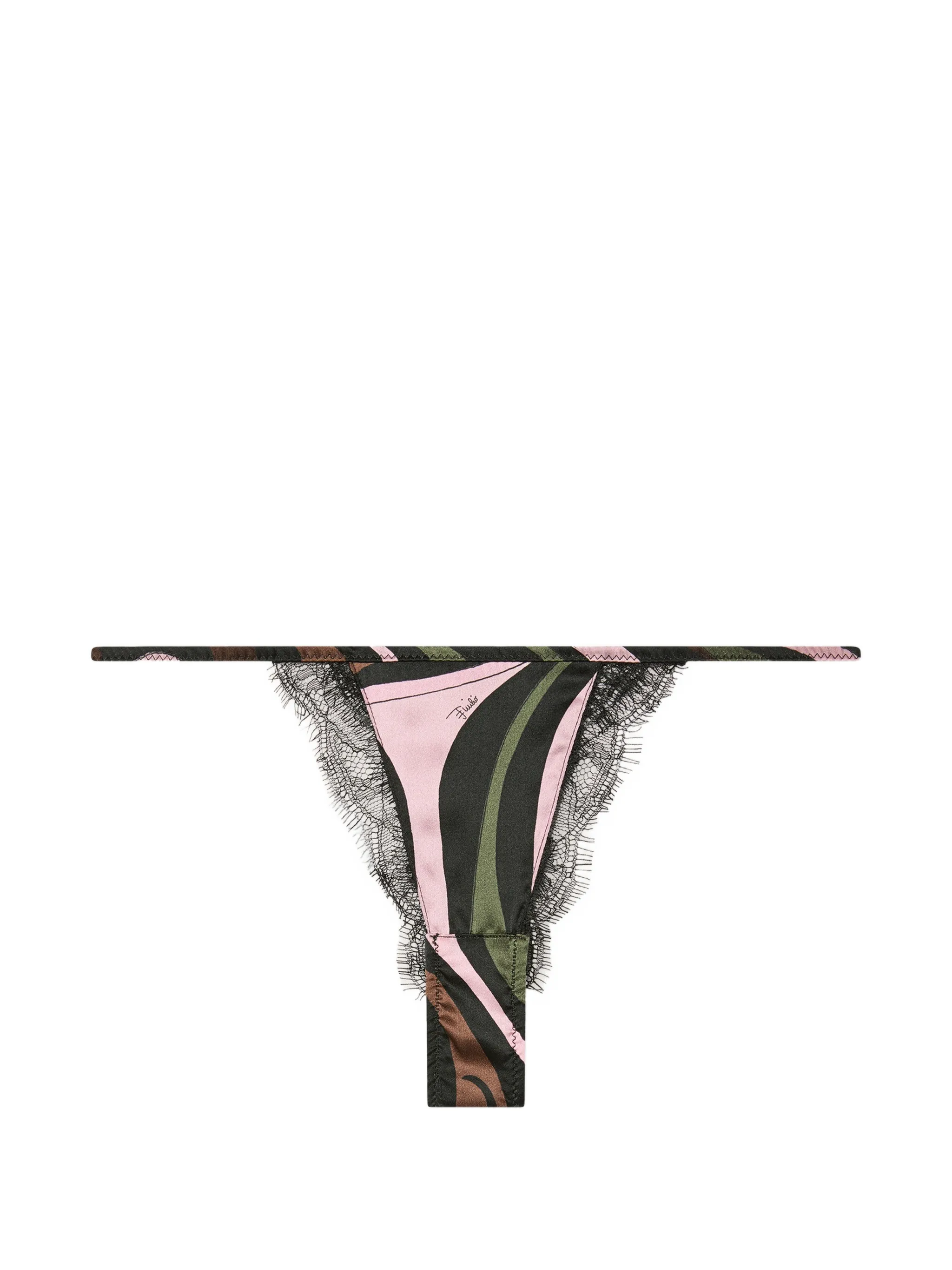 Marmo print stretch silk satin thong