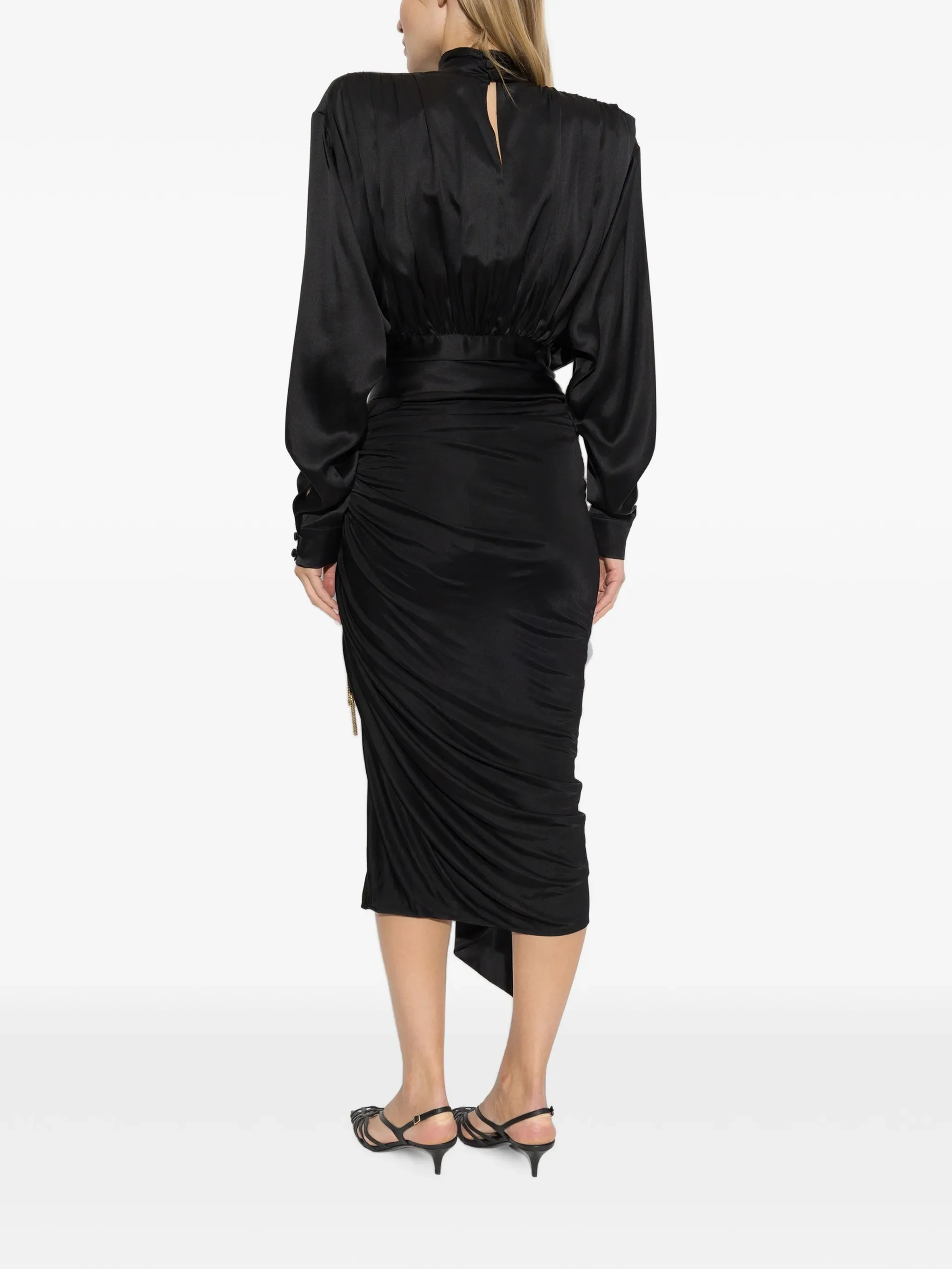 asymmetric tie-waist blouse
