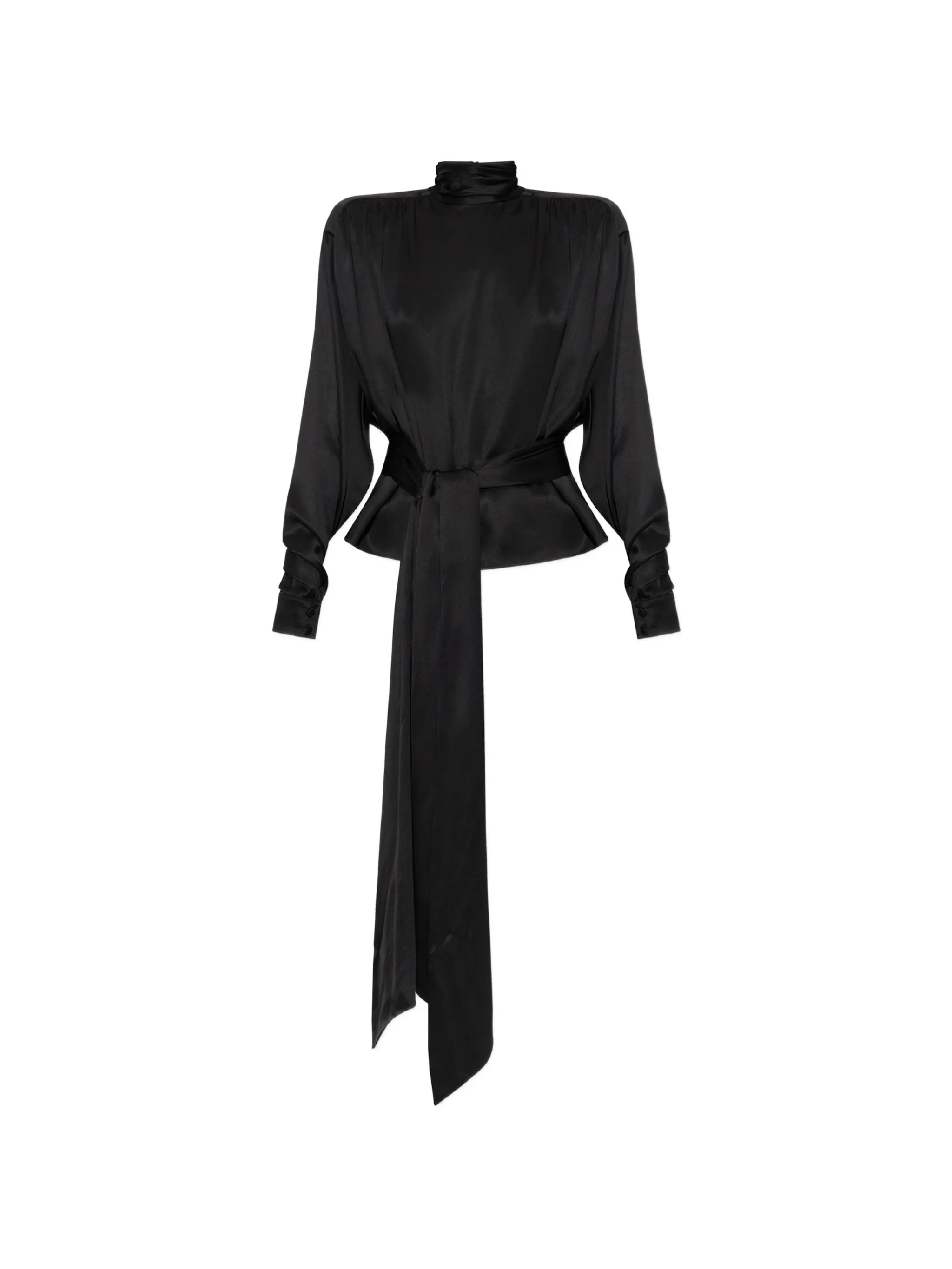 asymmetric tie-waist blouse