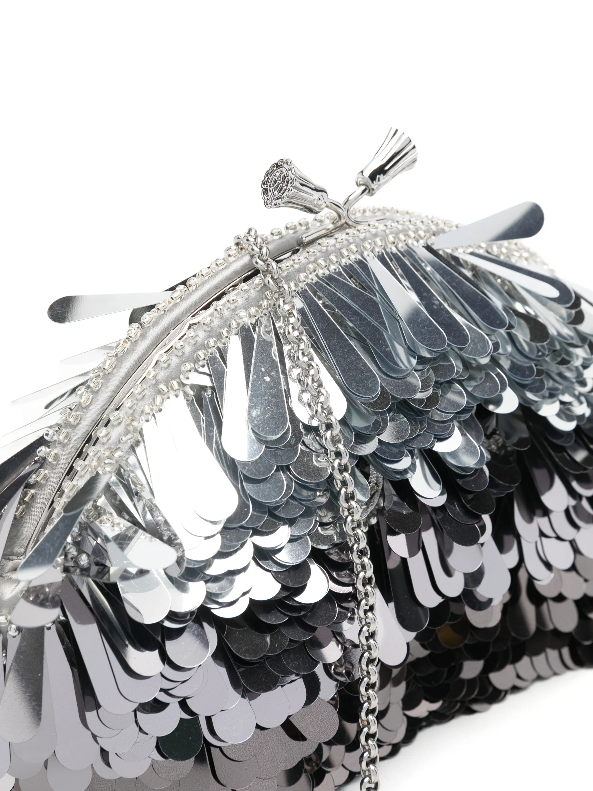 sequin-embellished tassel clutch bag