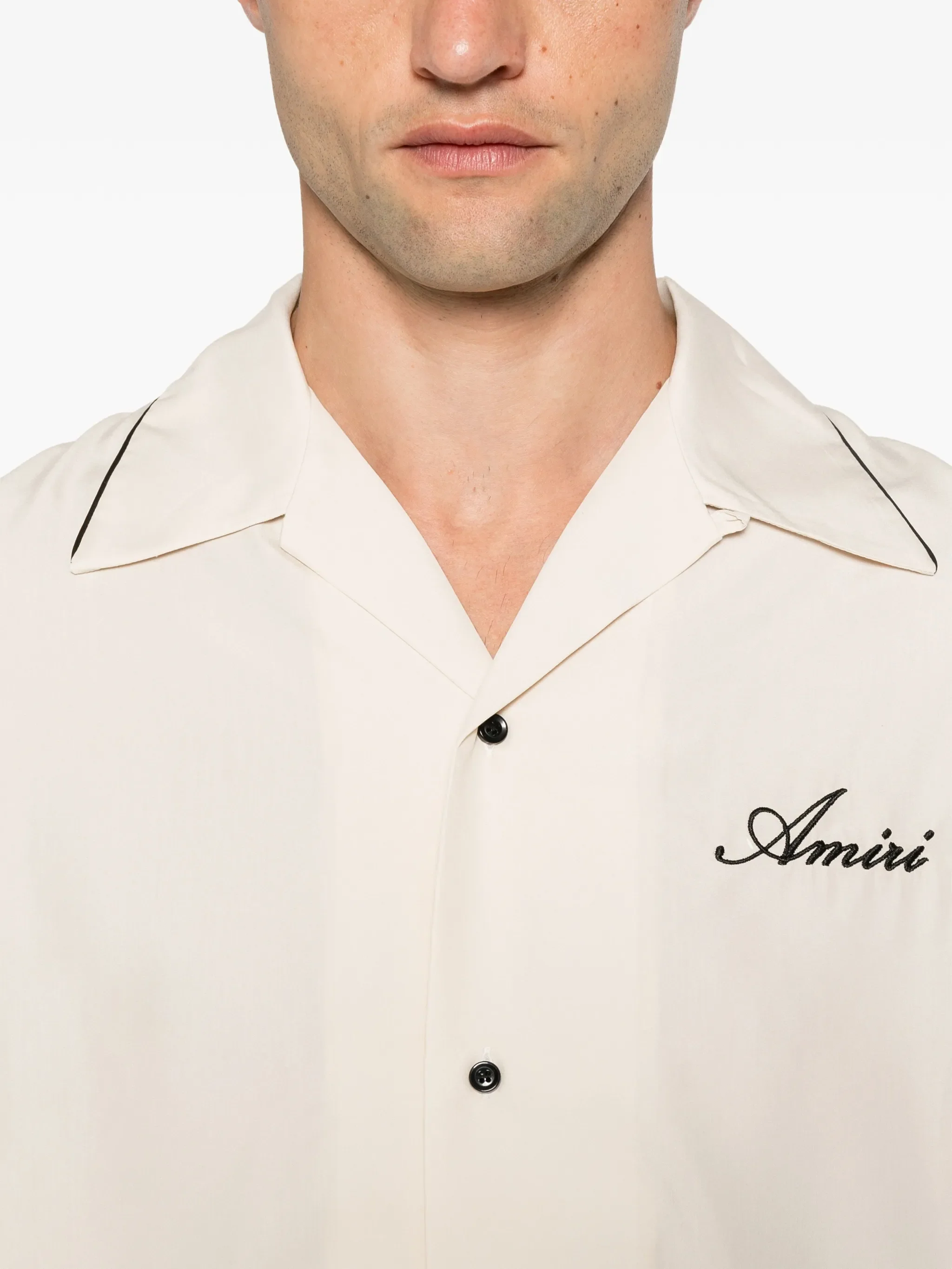 graphic-patch piped shirt