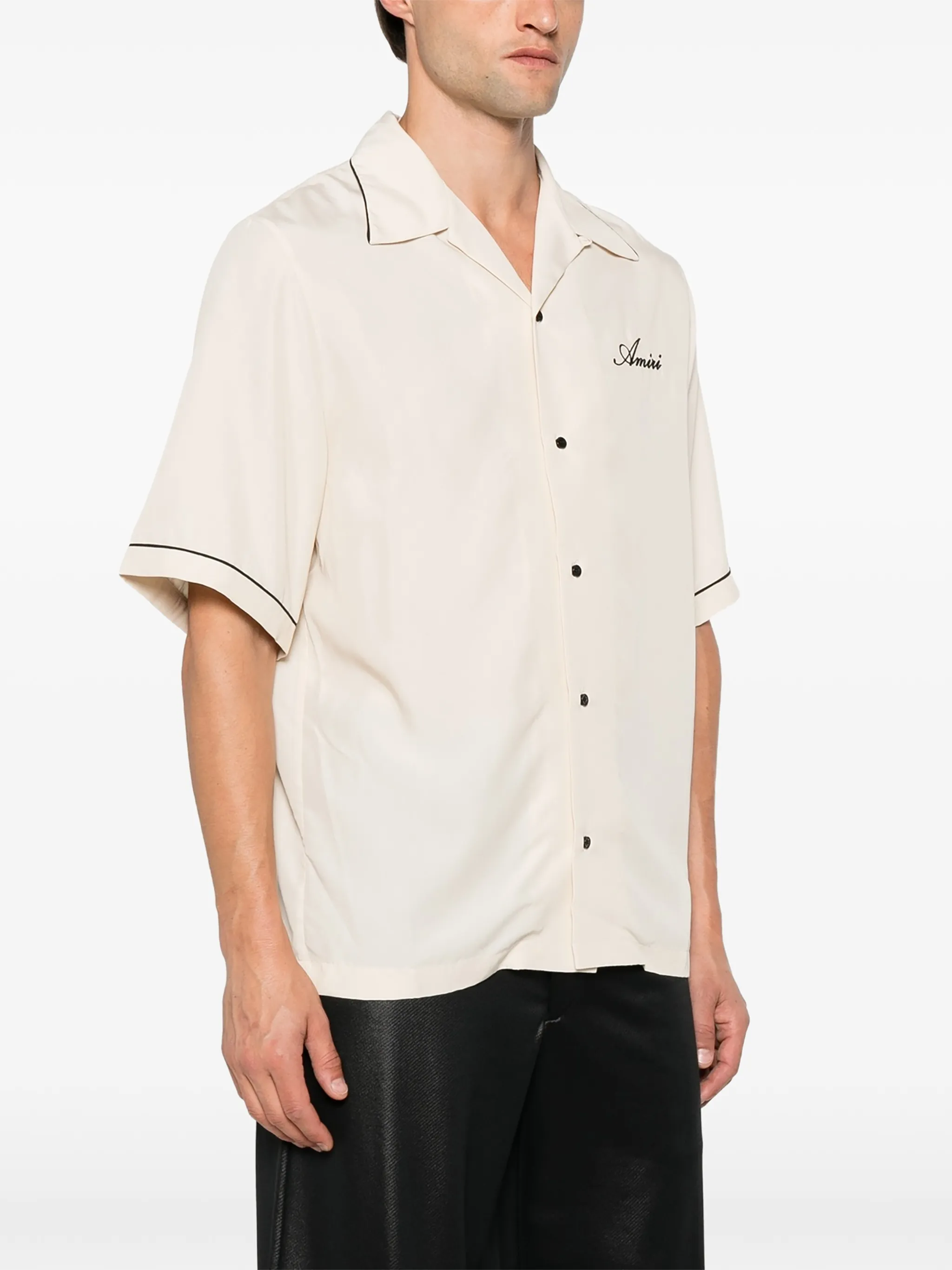 graphic-patch piped shirt