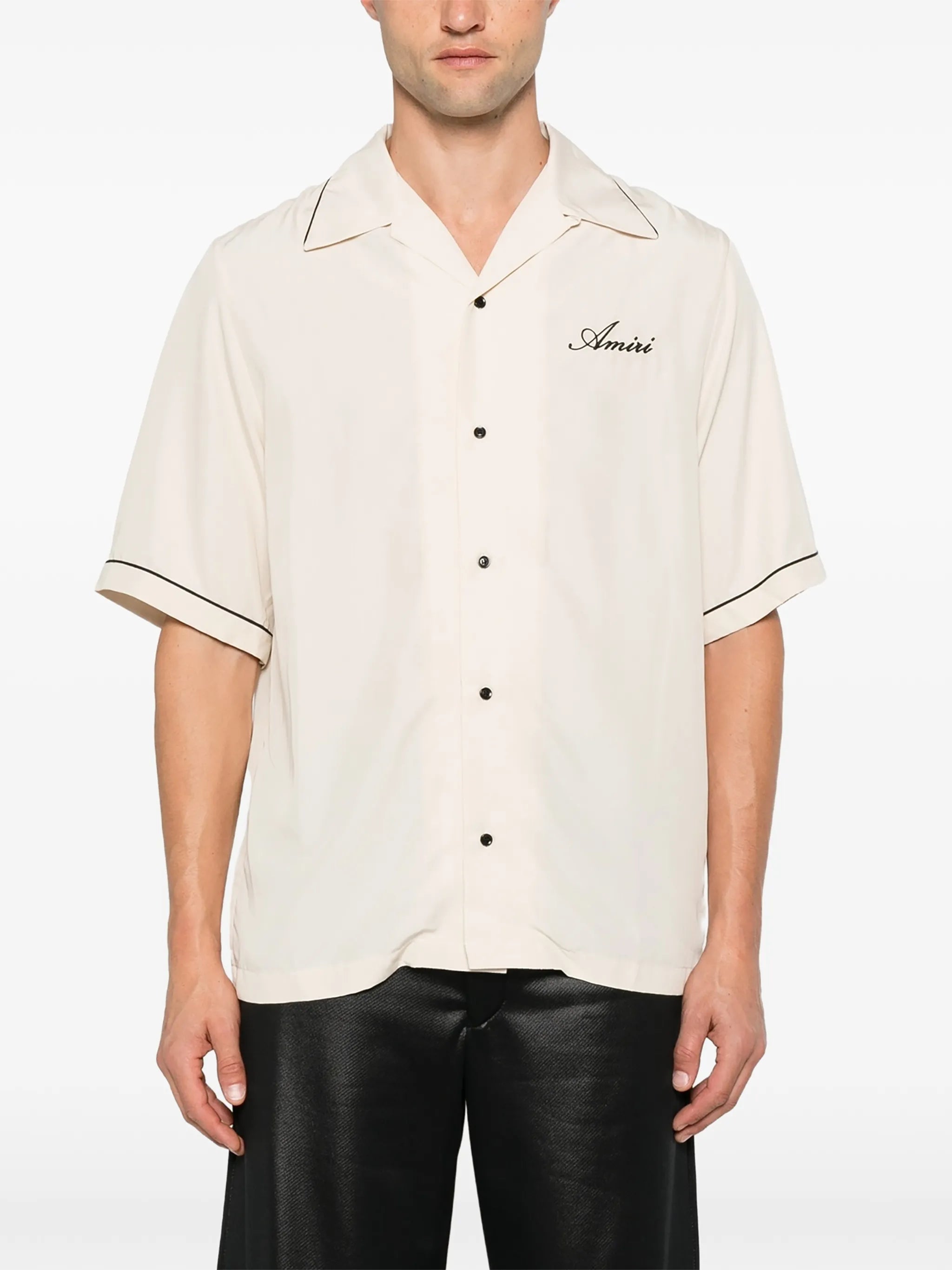 graphic-patch piped shirt