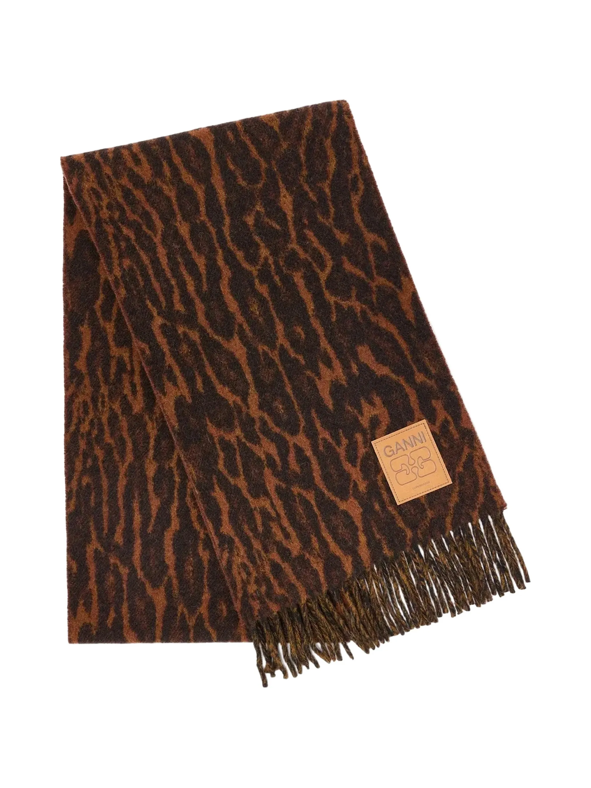 animal-motif fringed scarf