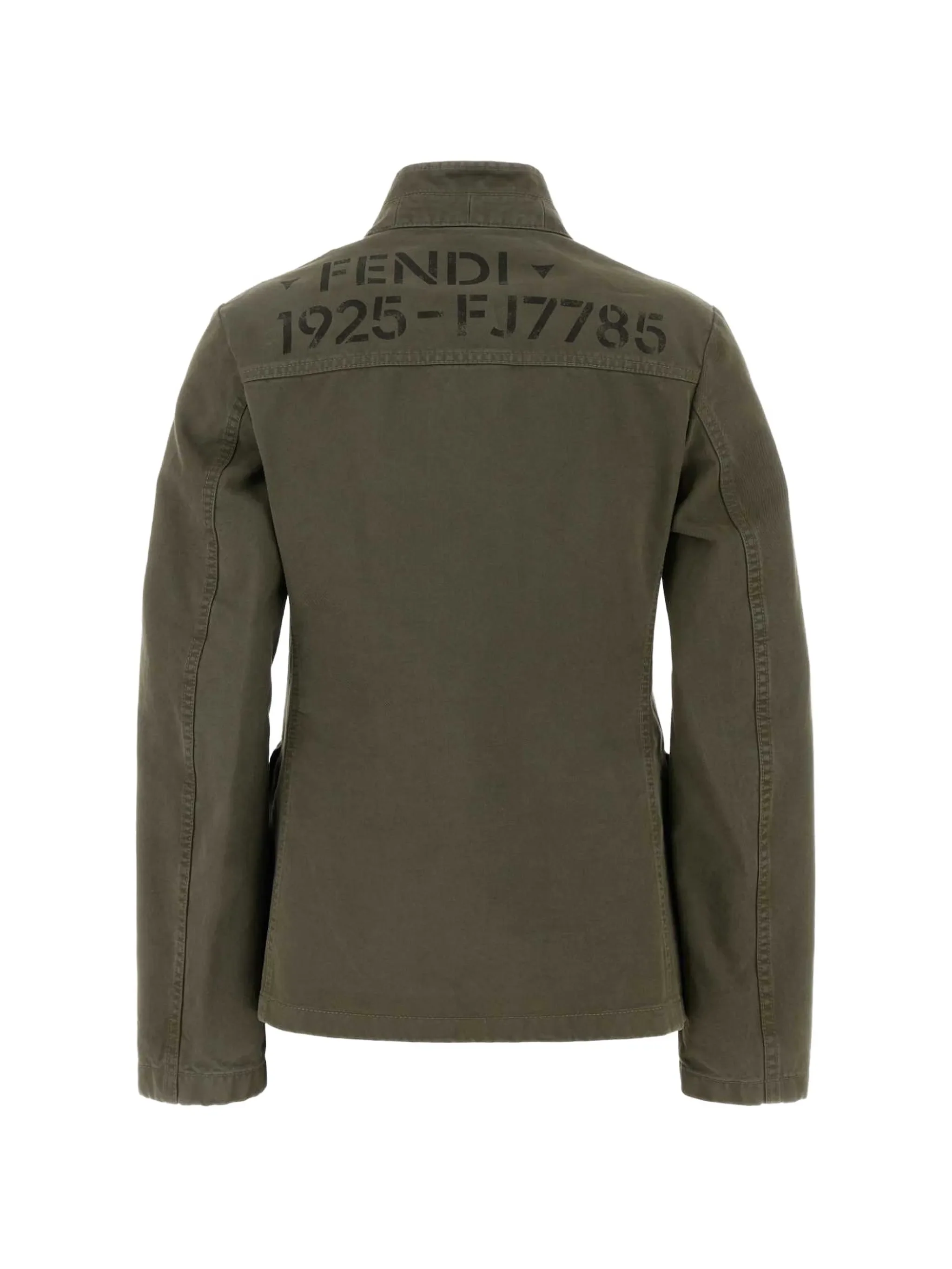 logo-print drill jacket