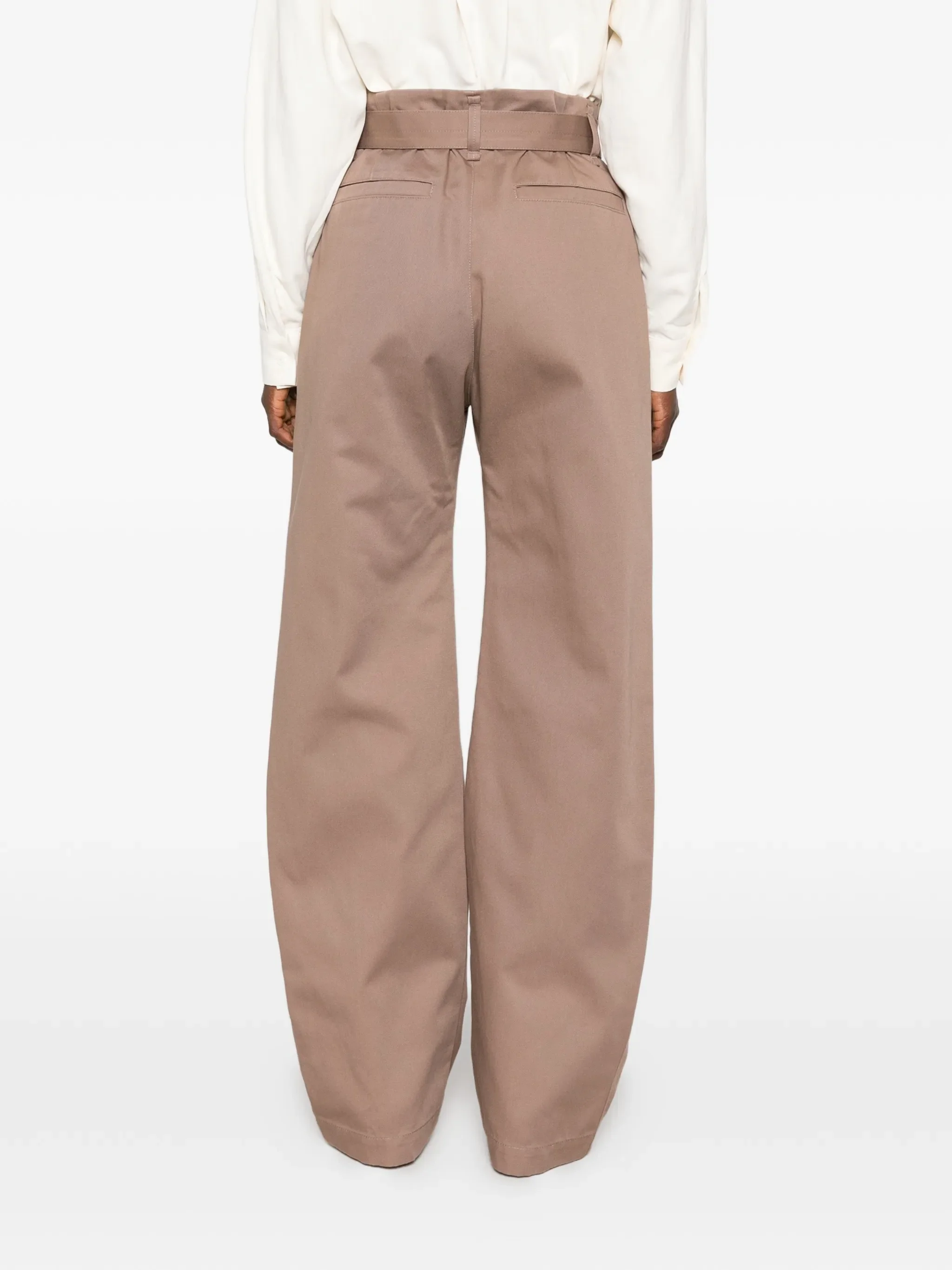 belted pleated high-waisted trousers