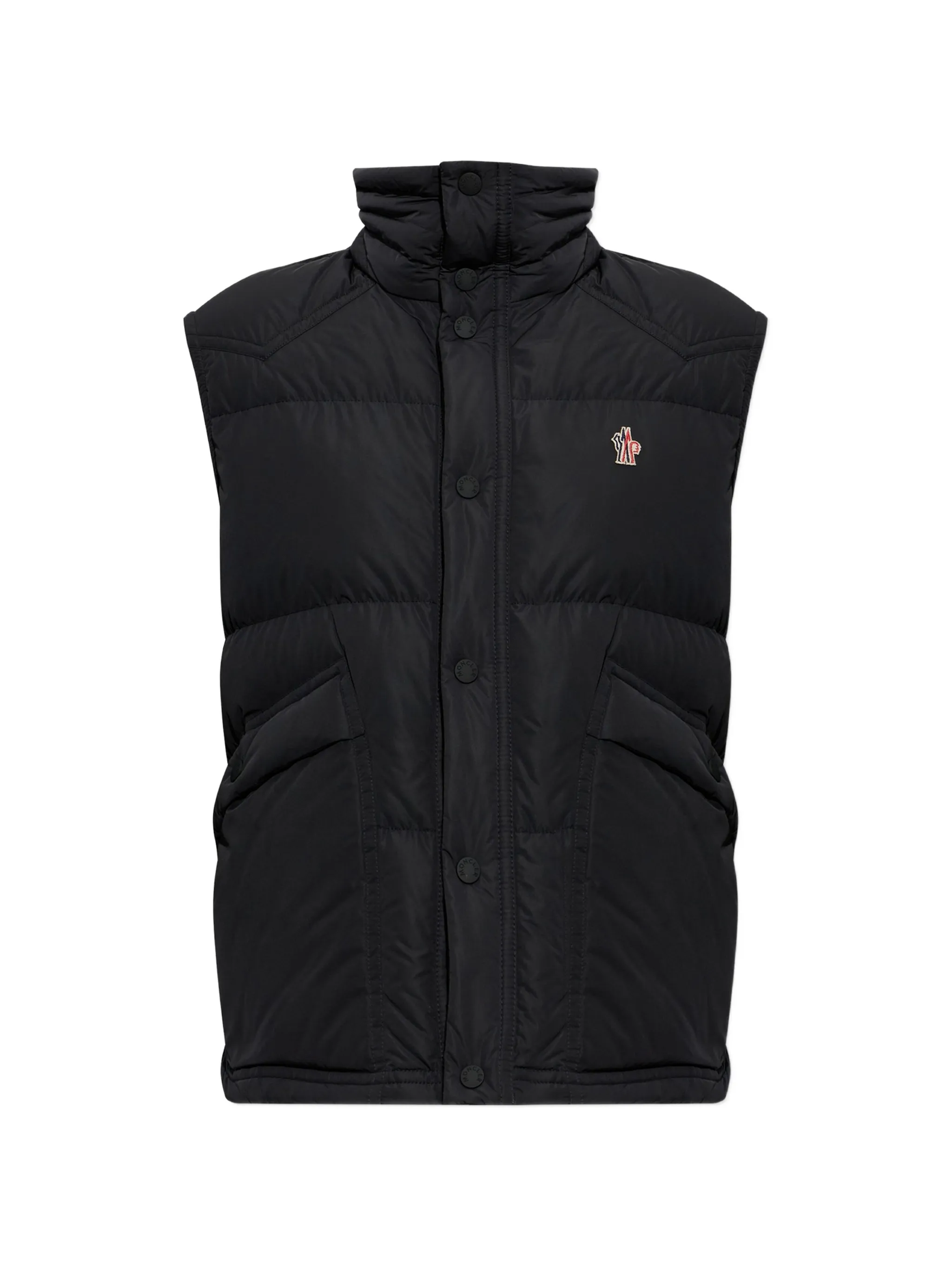 quilted logo-patch gilet