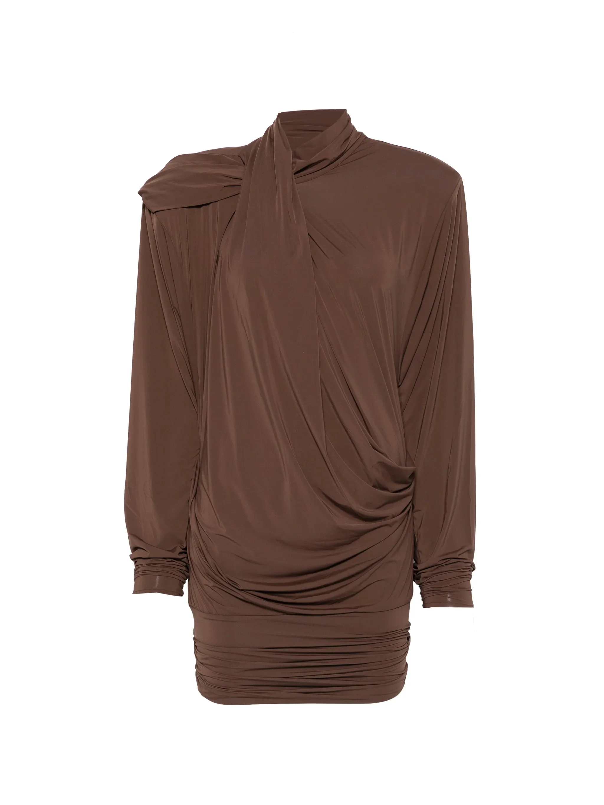 Dalters draped long-sleeve mini dress
