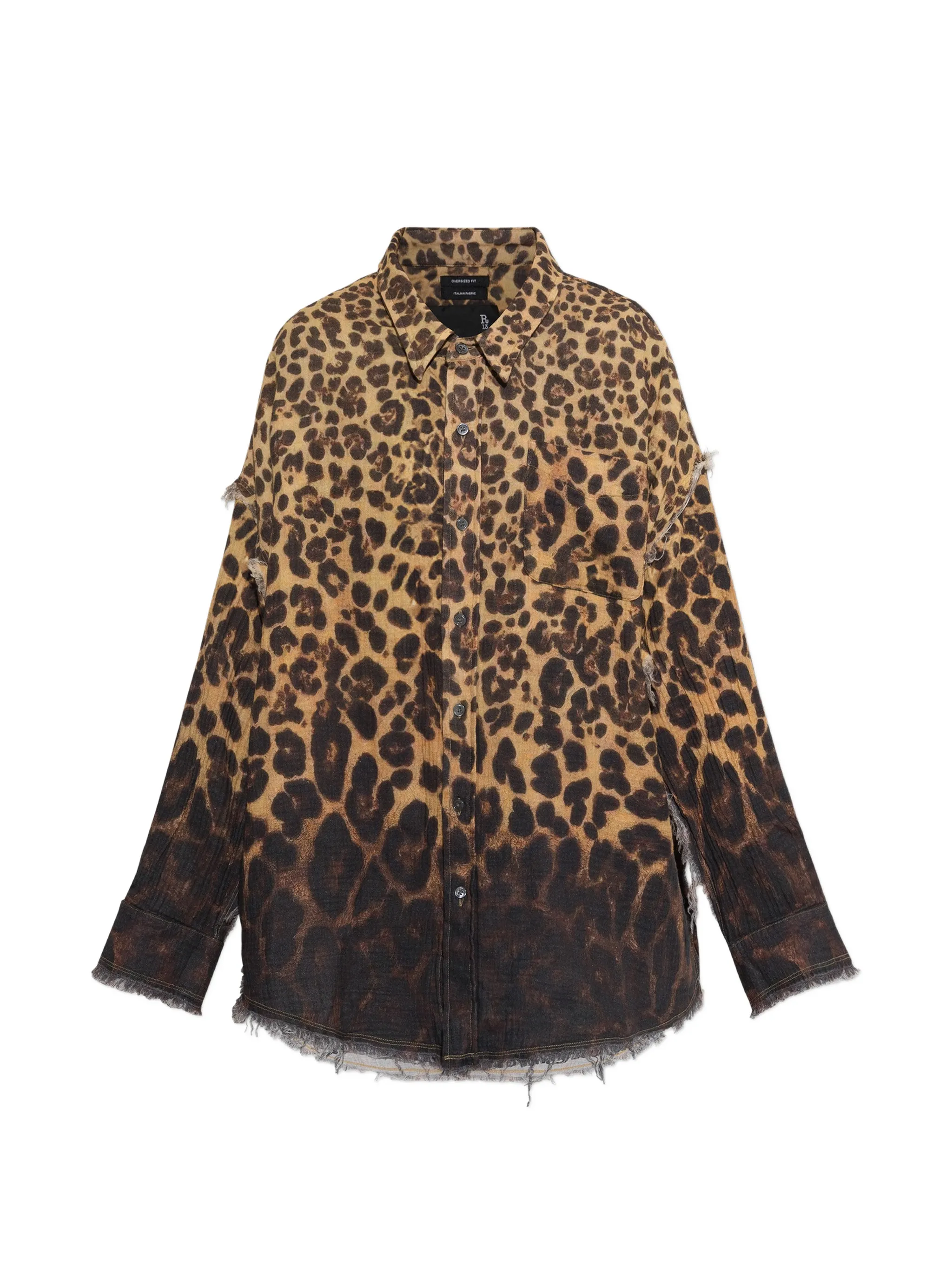 leopard-print frayed shirt