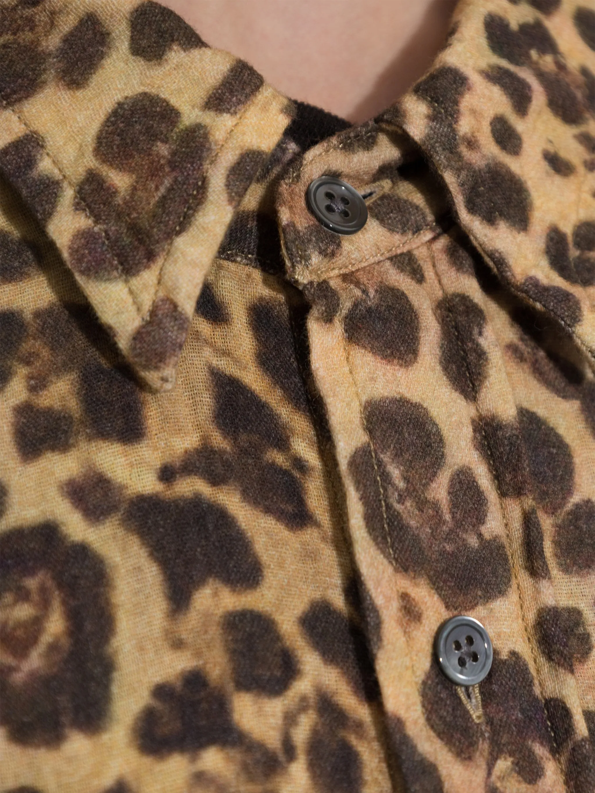 leopard-print frayed shirt