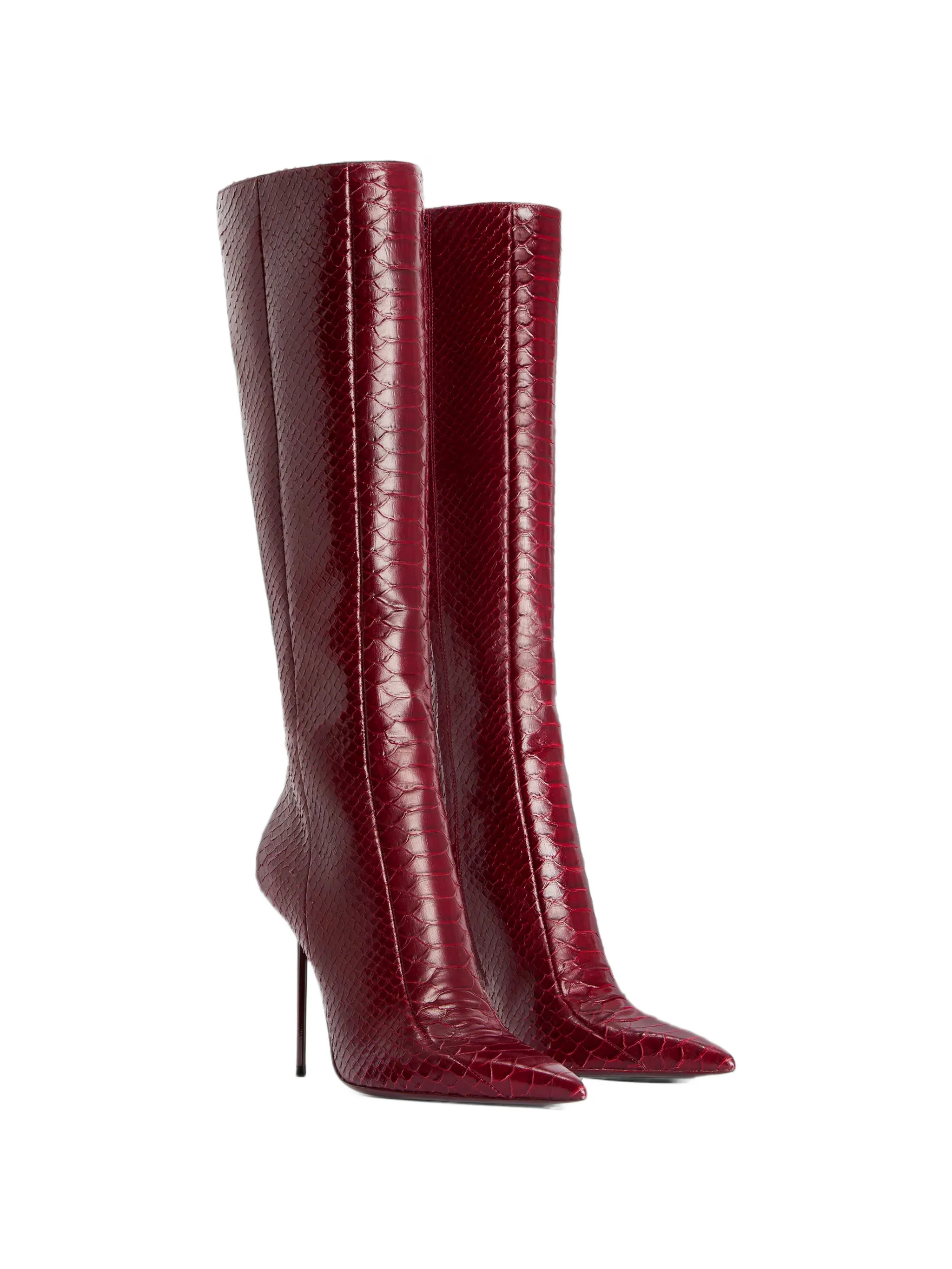 Lidia python-effect calfskin boots